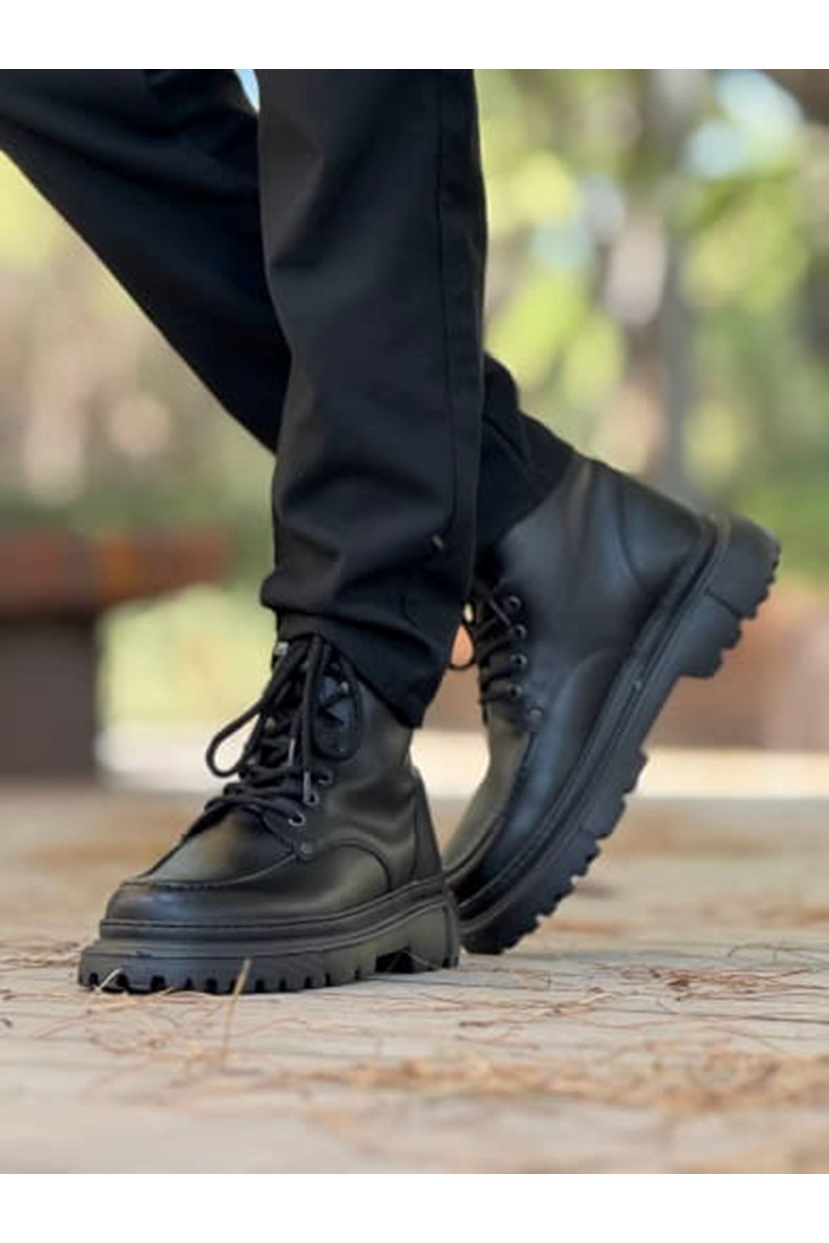 Bağcıklı Erkek Worker Bot Siyah - Görsel 3