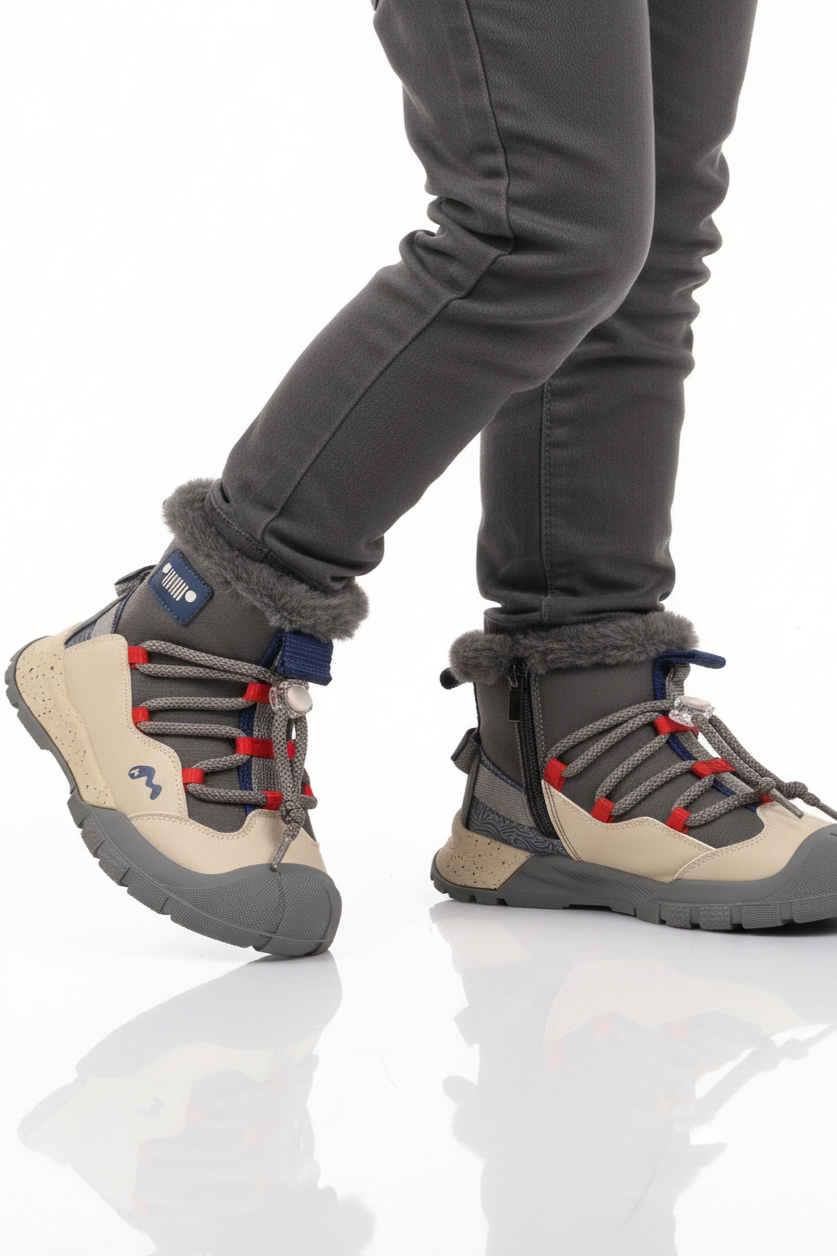 Gri İçi Kürklü Soğuğa Dirençli Kaymaz Taban Erkek Çocuk Bot 22671 F - Görsel 2