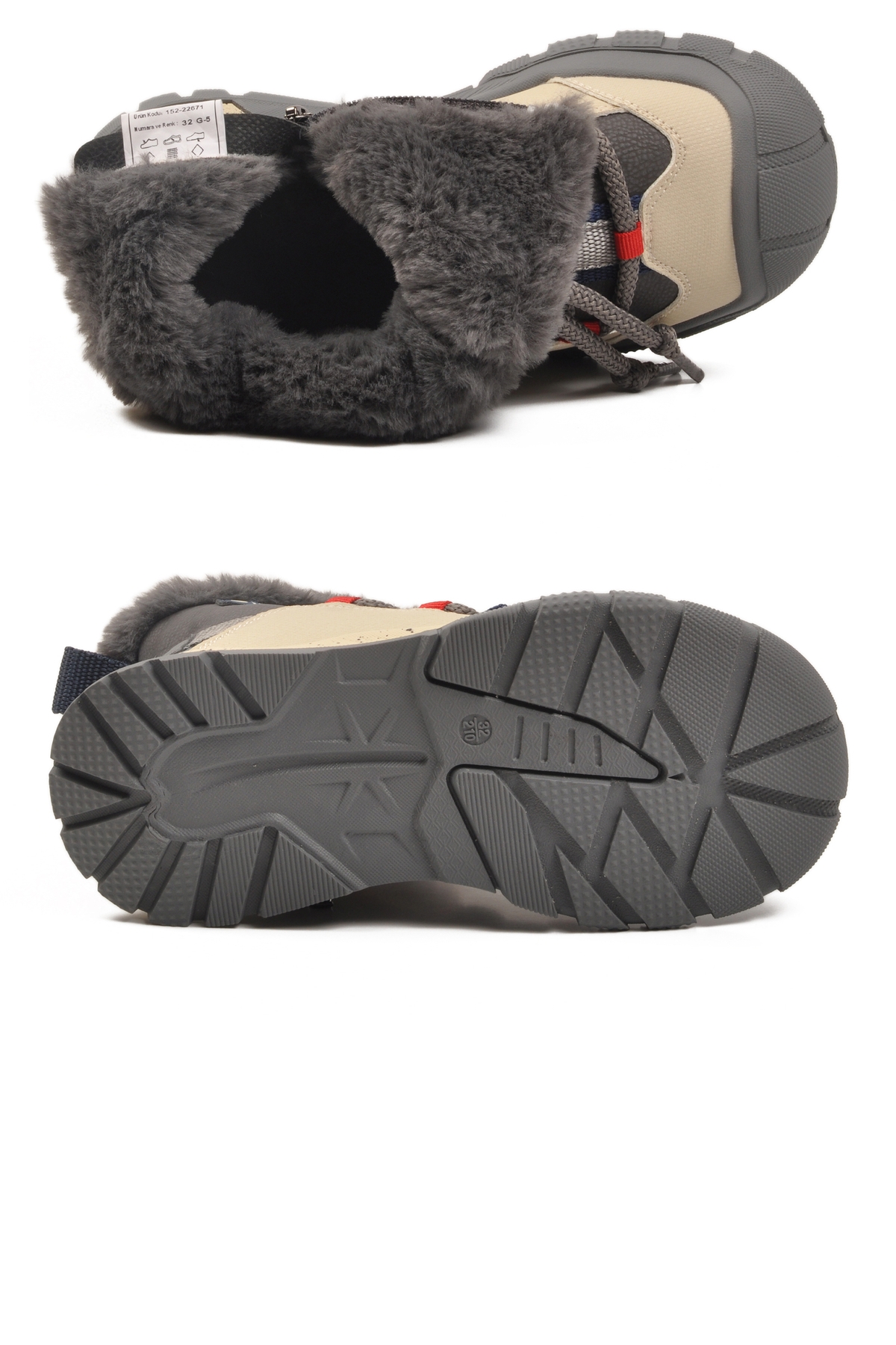 Gri İçi Kürklü Soğuğa Dirençli Kaymaz Taban Erkek Çocuk Bot 22671 F - Görsel 6