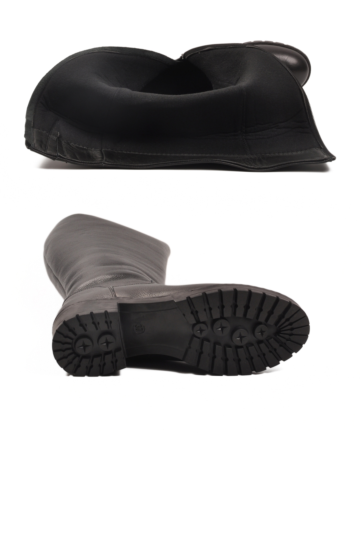 Siyah Hakiki Deri İçi Polarlı Kaymaz Kadın Çizme 26900-1 Z - Görsel 6