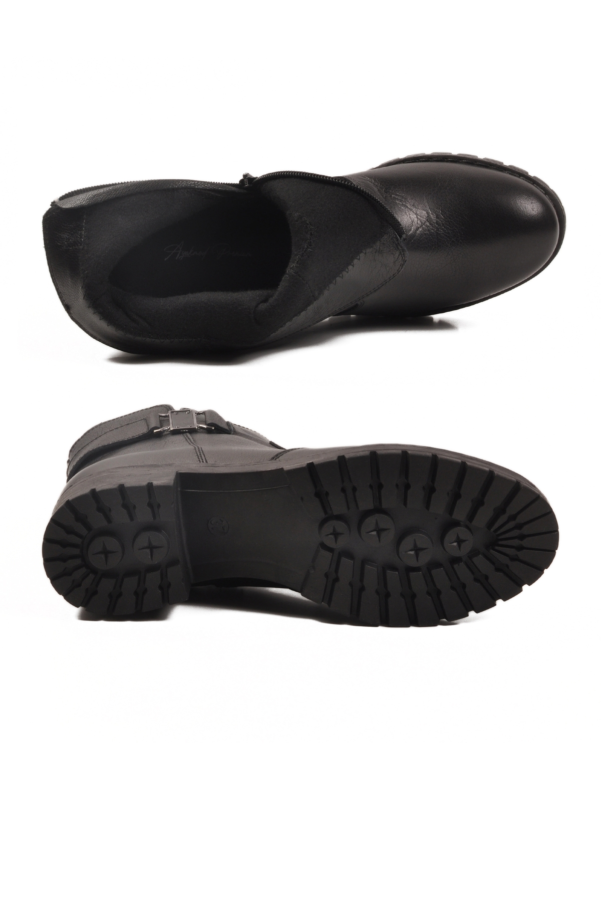 Siyah Hakiki Deri İçi Polarlı Kadın Topuklu Bot 16463-1 Z - Görsel 6