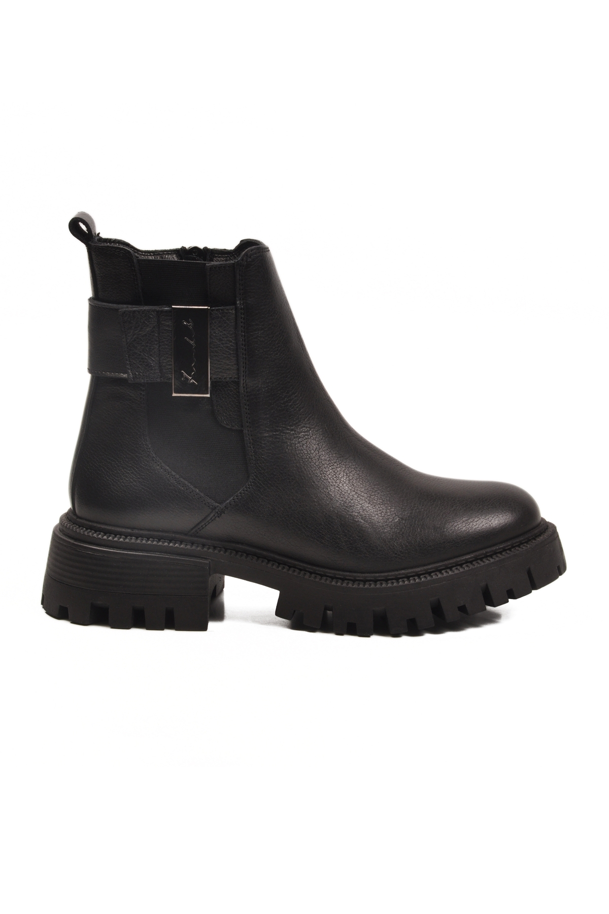 Siyah Hakiki Deri İçi Polarlı Kaymaz Kadın Bot 23783-1 Z - Görsel 3