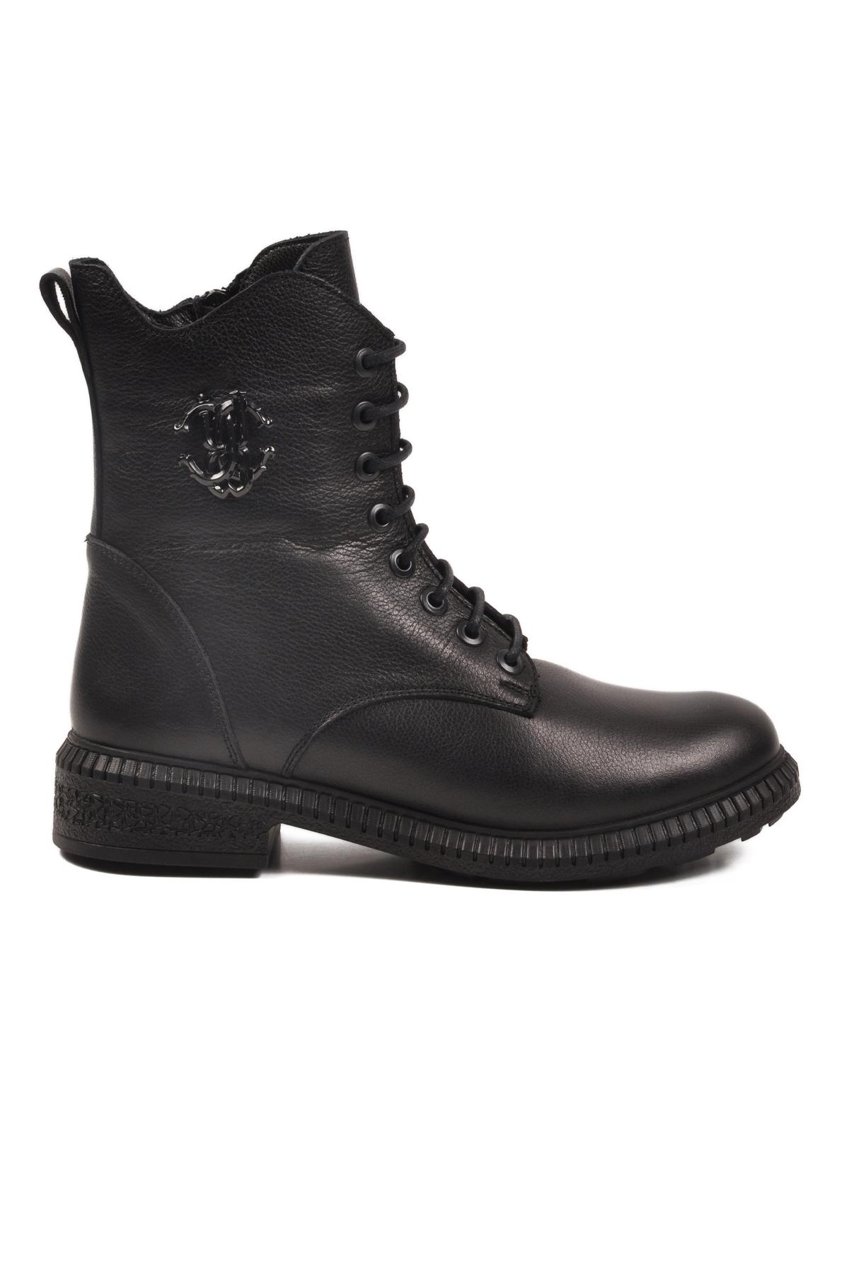 Siyah Hakiki Deri Bağcıklı Kaymaz Polarlı Kadın Bot 20912-1 Z - Görsel 3