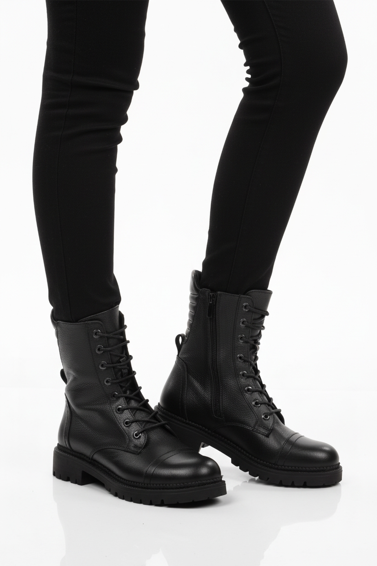 Siyah Hakiki Deri Polarlı Kaymaz Kadın Bot 52682-1 Z - Görsel 2