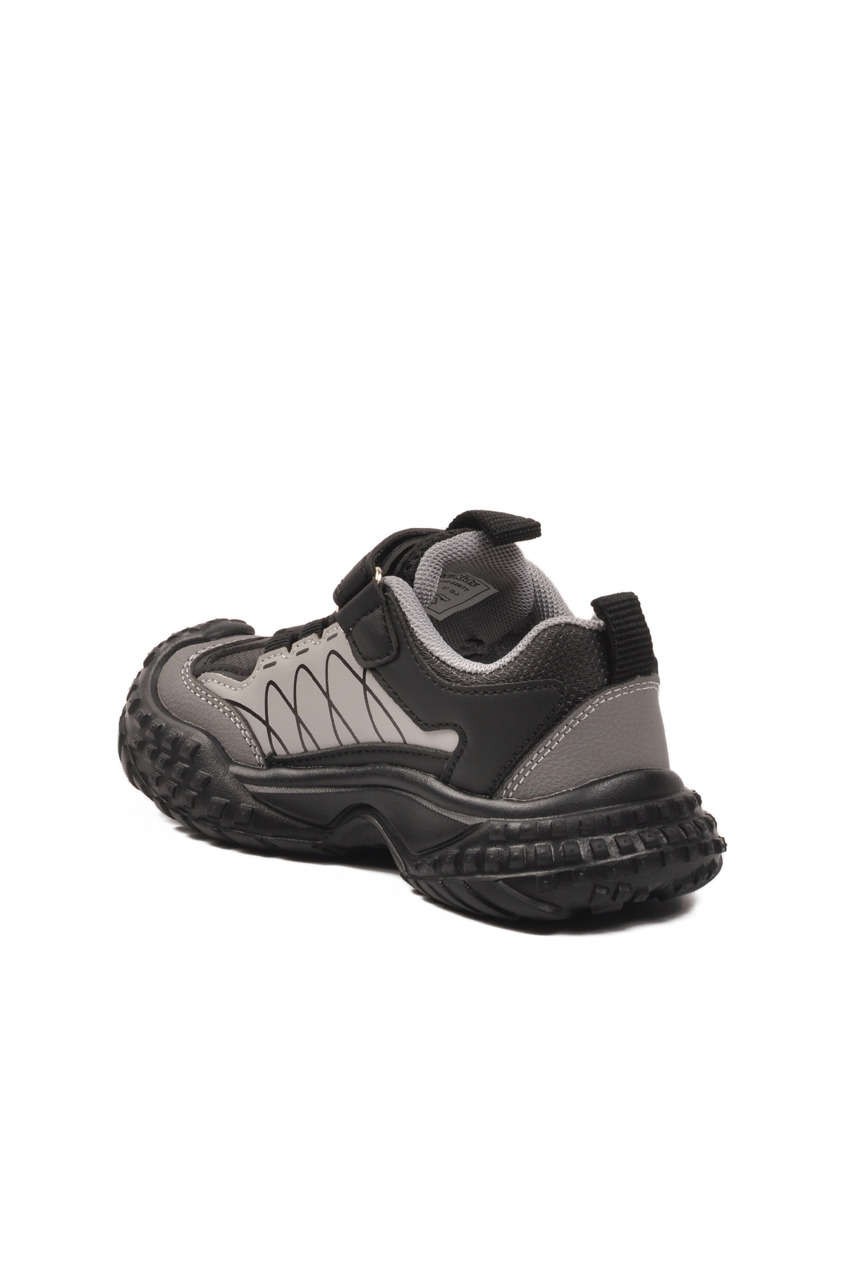 Gri Cırtlı Hafif Esnek Kaymaz Erkek Çocuk Spor Ayakkabı 22677 P - Görsel 5