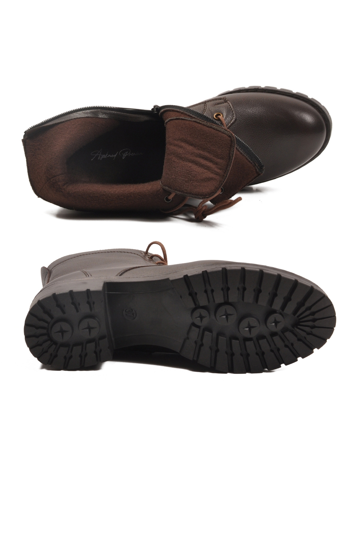 Kahve Hakiki Deri Bağcıklı Kadın Bot 2680-1 Z - Görsel 6