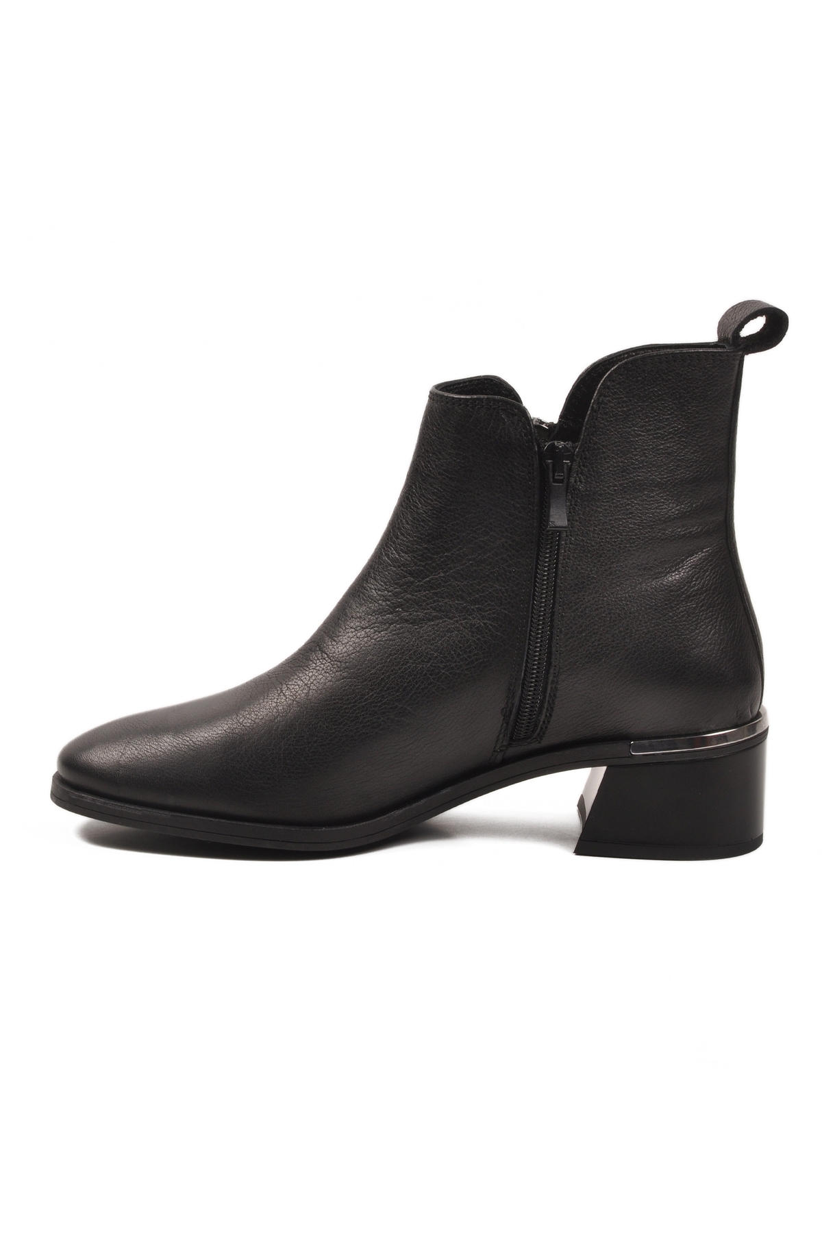 Siyah Hakiki Deri Polarlı Kaymaz Fermuarlı Kadın Topuklu Bot 9780-1 Z - Görsel 5