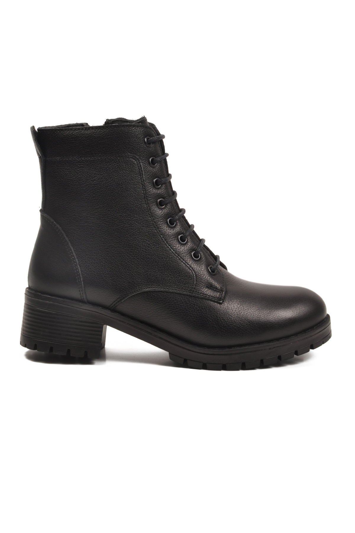 Siyah Hakiki Deri Bağcıklı Kadın Bot 2680-1 Z - Görsel 3