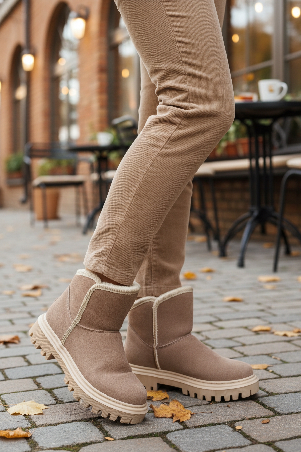 Vizon Süet İçi Kürklü Soğuğa Dirençli Kaymaz Kadın Bot 548038 Z - Görsel 4