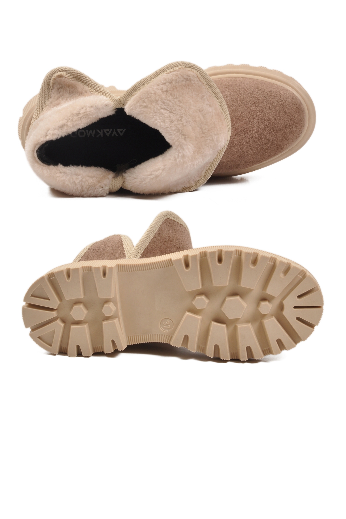 Vizon Süet İçi Kürklü Soğuğa Dirençli Kaymaz Kadın Bot 548038 Z - Görsel 6