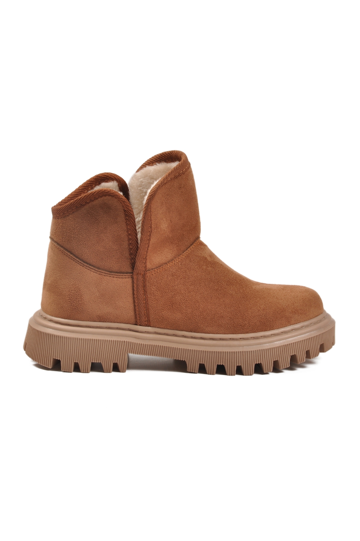 Taba Süet İçi Kürklü Soğuğa Dirençli Kaymaz Kadın Bot 548038 Z - Görsel 3