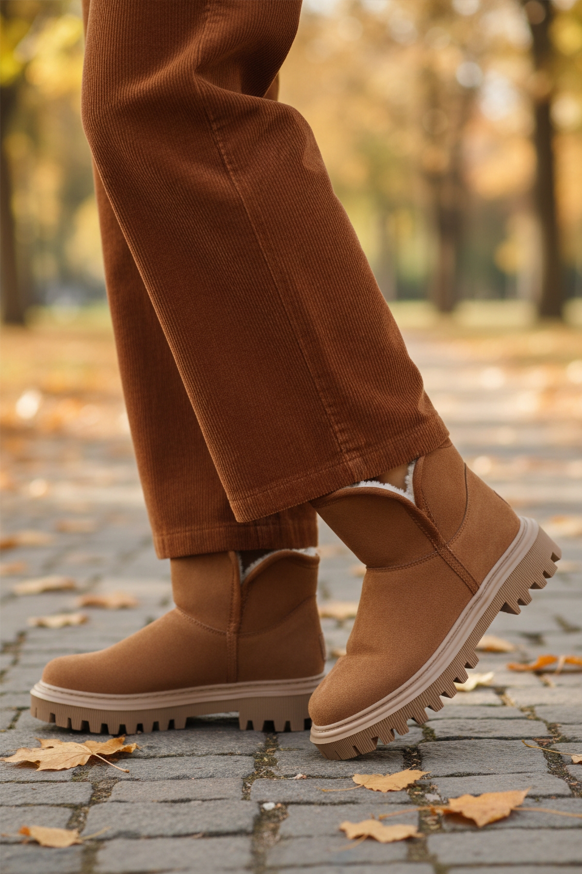 Taba Süet İçi Kürklü Soğuğa Dirençli Kaymaz Kadın Bot 548038 Z - Görsel 4