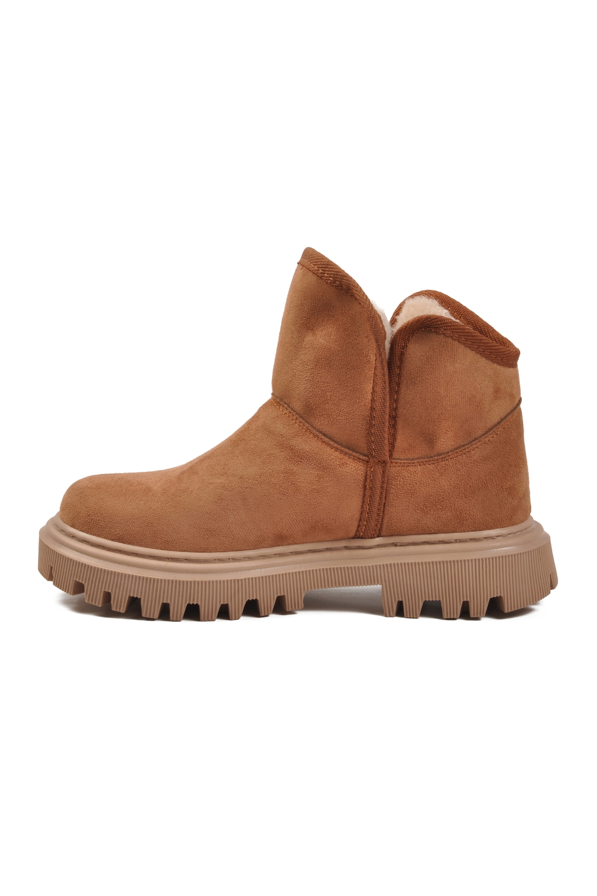 Taba Süet İçi Kürklü Soğuğa Dirençli Kaymaz Kadın Bot 548038 Z - Görsel 5