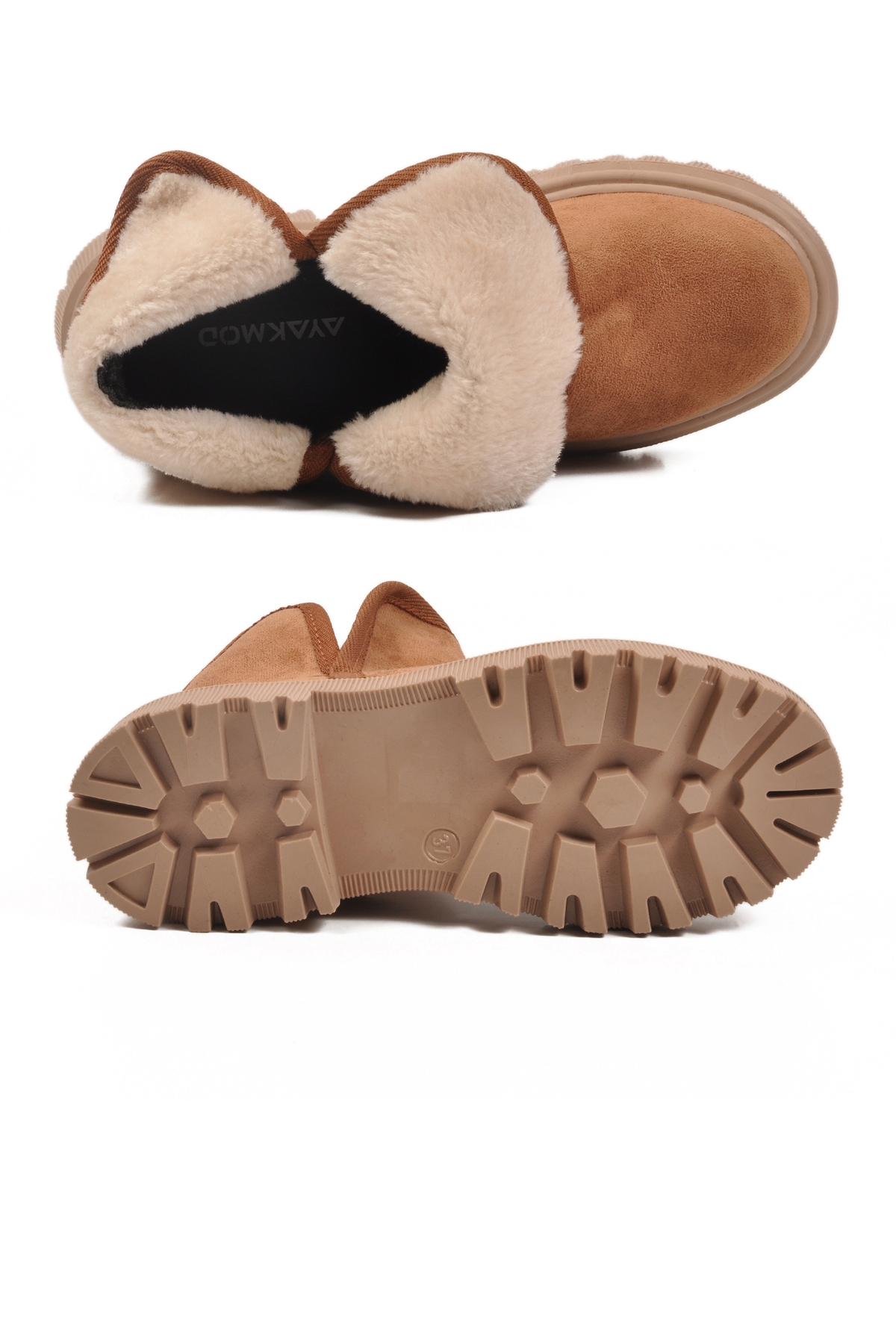 Taba Süet İçi Kürklü Soğuğa Dirençli Kaymaz Kadın Bot 548038 Z - Görsel 6