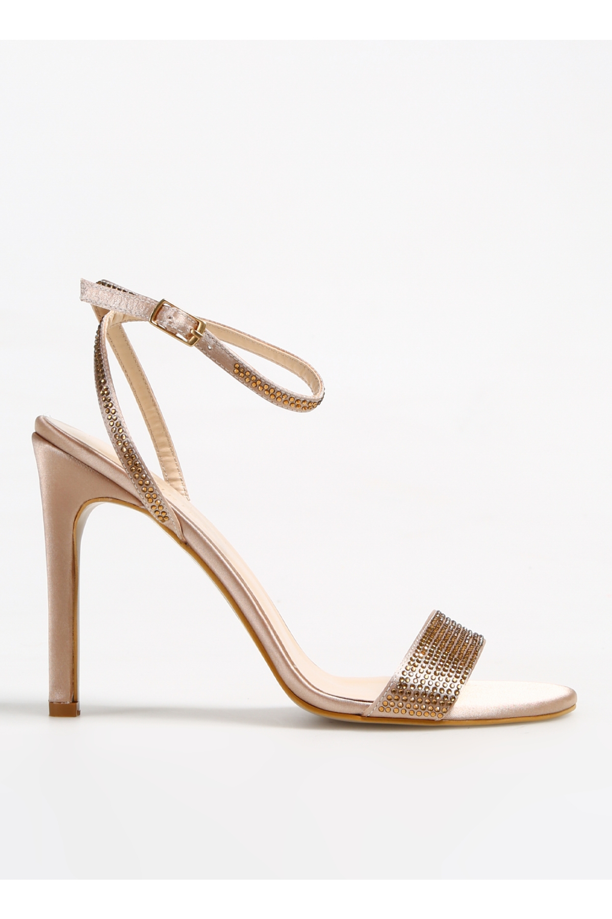 Altın Kadın Saten Topuklu Sandalet KAME - Görsel 2
