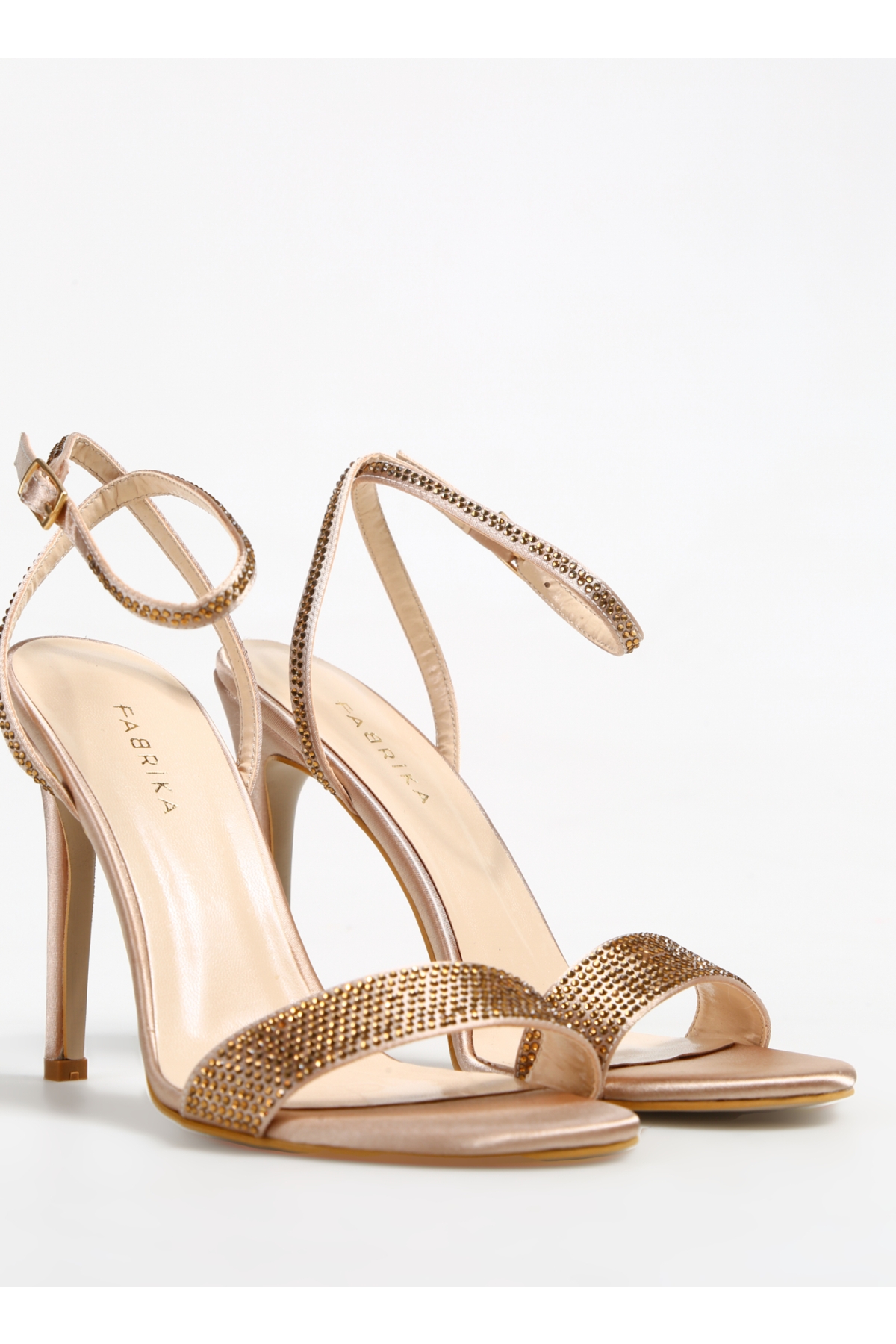 Altın Kadın Saten Topuklu Sandalet KAME - Görsel 6