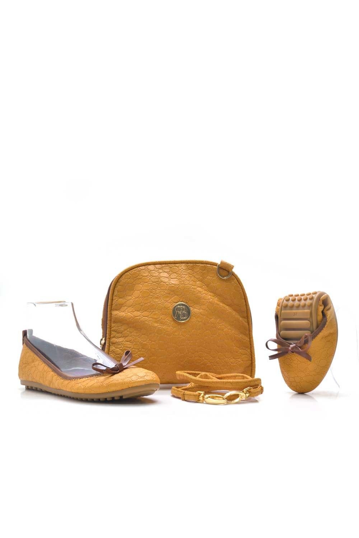 Sarı Fiyonklu Kadın Babet - Çantalı - Görsel 3