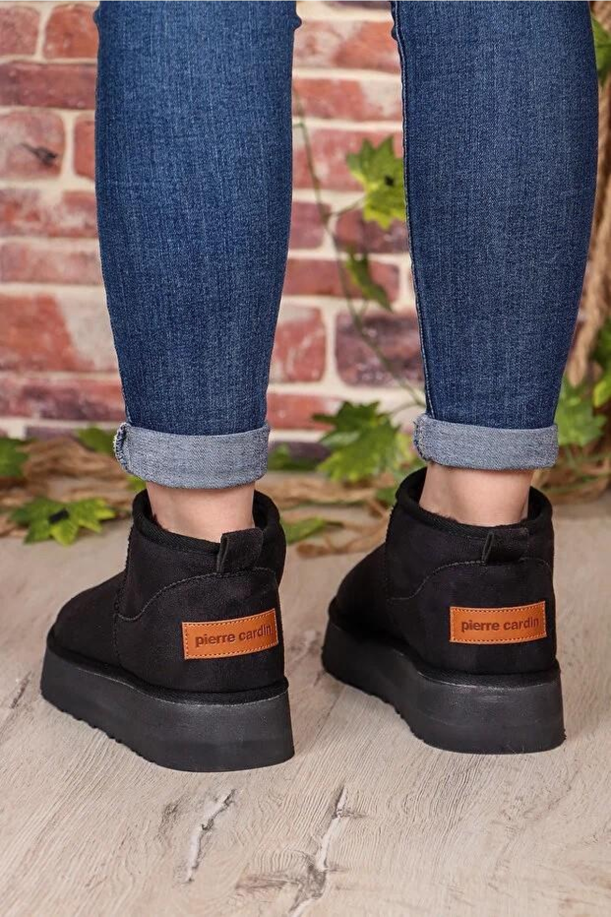 52709 Süet İçi Kürklü Kalın Taban Mini Boy Bilekte Kısa Kadın Bot - Görsel 7