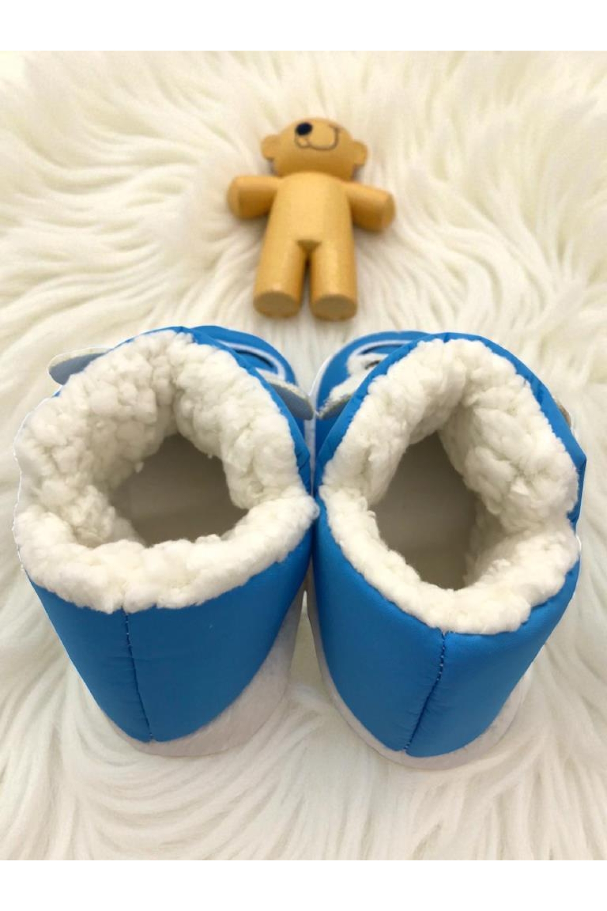 Erkek Çocuk Hayvanlı Kışlık Yumuşacık İçi Yünlü Mavi Ev Pandufu - Görsel 5