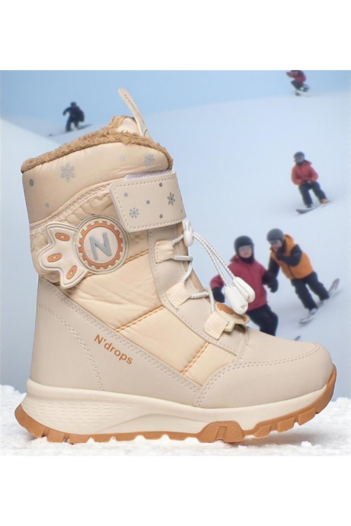 Kız Çocuk Suya Ve Soğuk Havaya Dayanıklı Kaymaz Taban Cırtlı Lacivert Pembe Kar Botu - Görsel 4