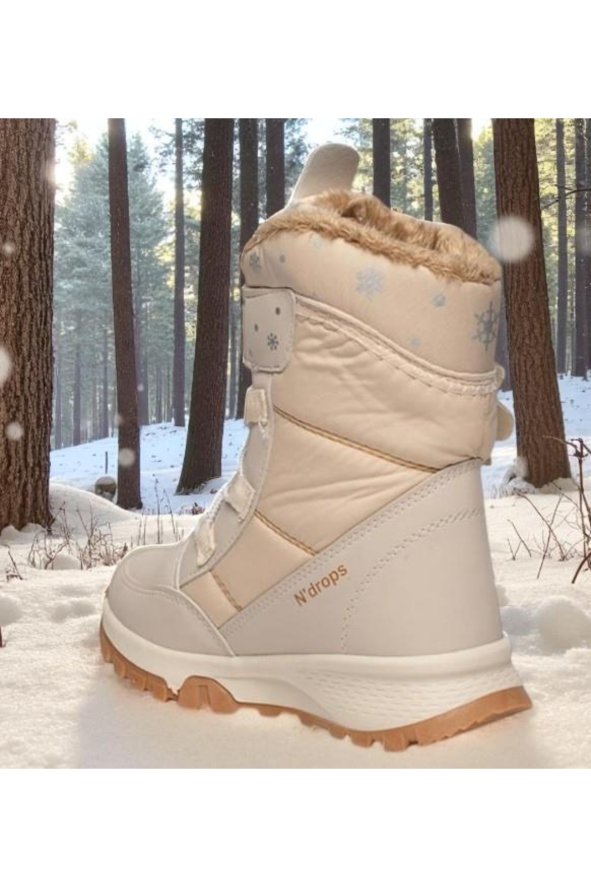 Kız Çocuk Suya Ve Soğuk Havaya Dayanıklı Kaymaz Taban Cırtlı Lacivert Pembe Kar Botu - Görsel 6