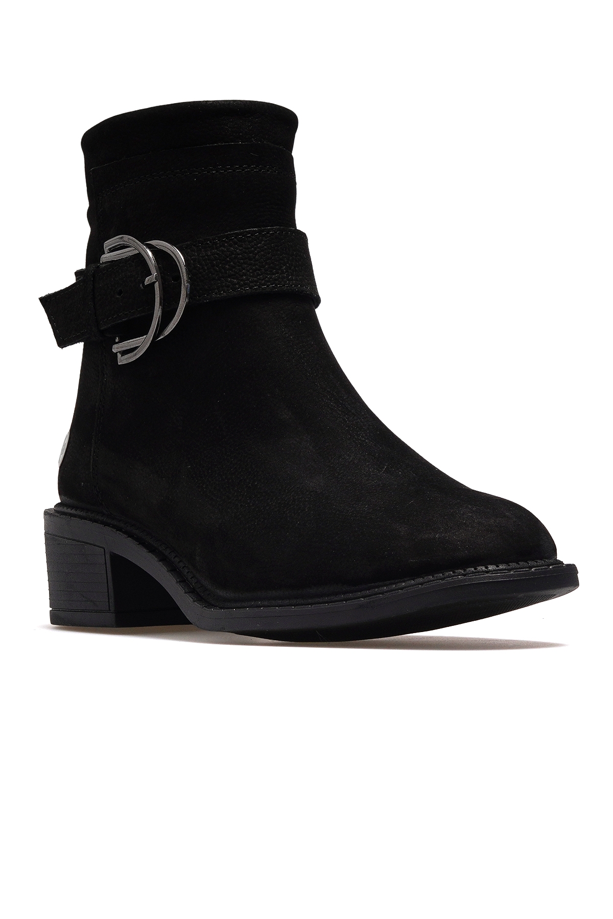 Kadın Hakiki Deri Topuklu Günlük Bot 25k D25kb-8075 Z Siyah Nubuk - Görsel 5