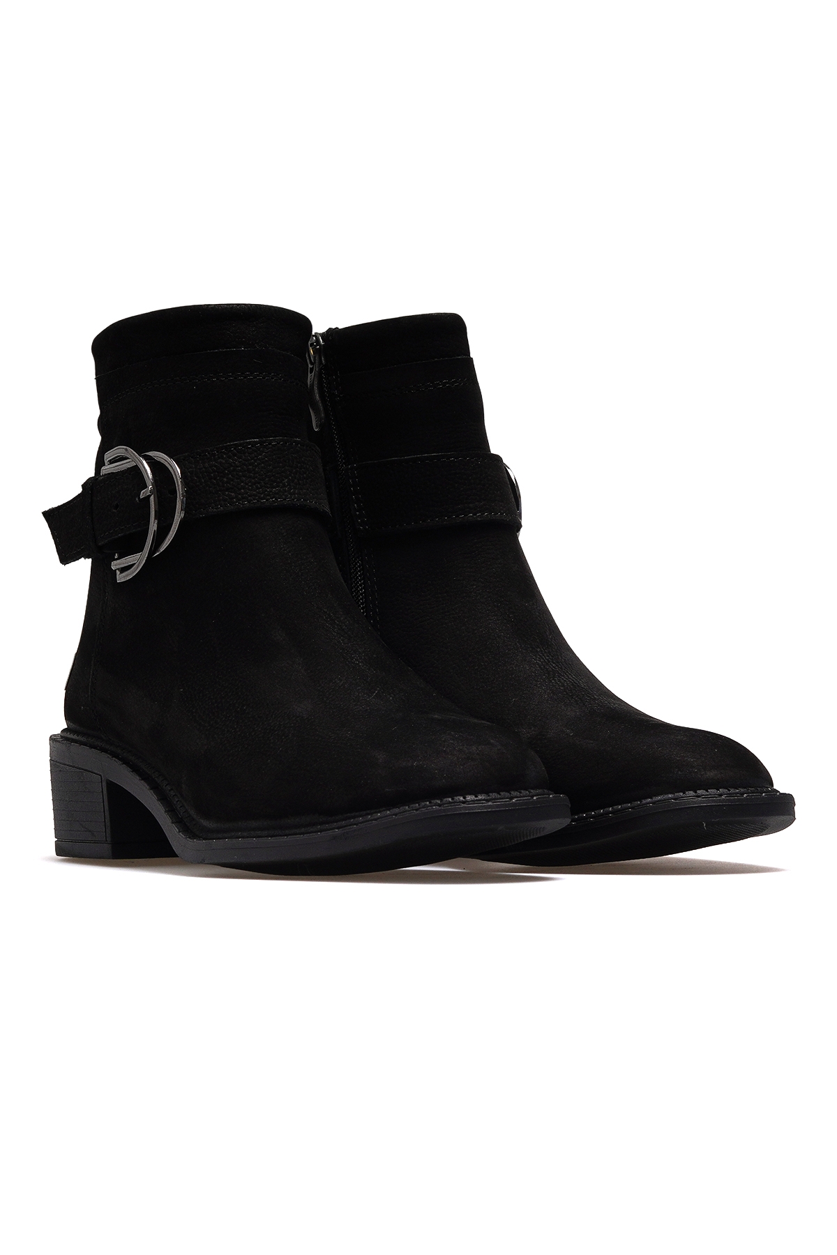 Kadın Hakiki Deri Topuklu Günlük Bot 25k D25kb-8075 Z Siyah Nubuk - Görsel 6