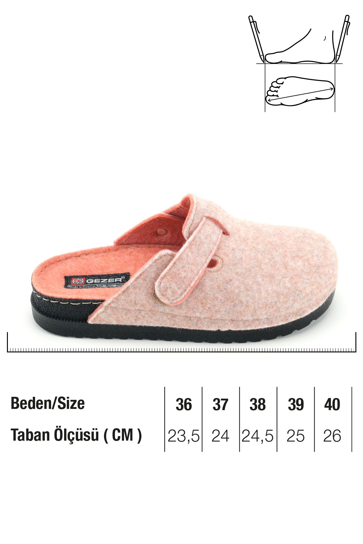 Gezer Gezer Turuncu Kadın Kışlık Rahat Taban Cırtlı Ayarlanabilir Keçe Ev Bahçe Terlik Sandalet & Terlik | Flo Turuncu - 4. görsel