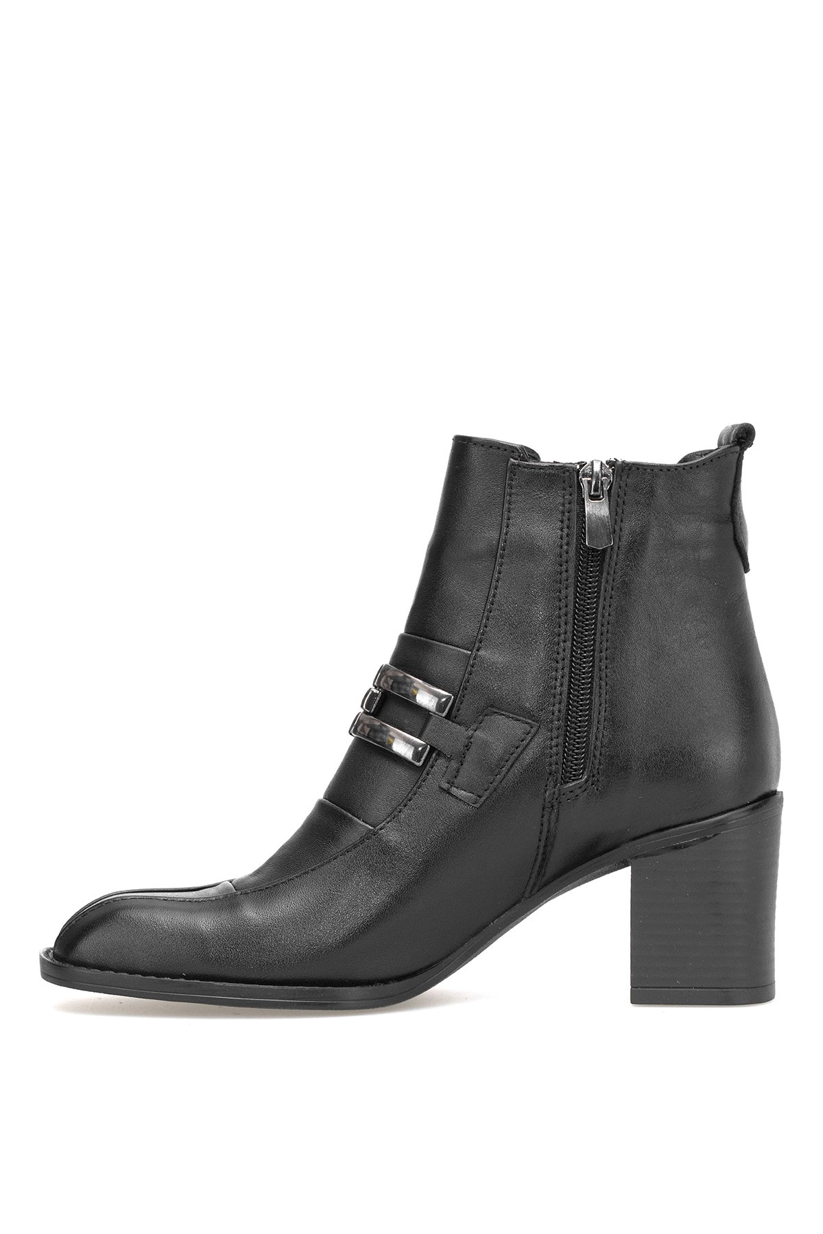 Elit Brivelle Kadın Hakiki Deri Topuklu Bot Siyah - Görsel 4