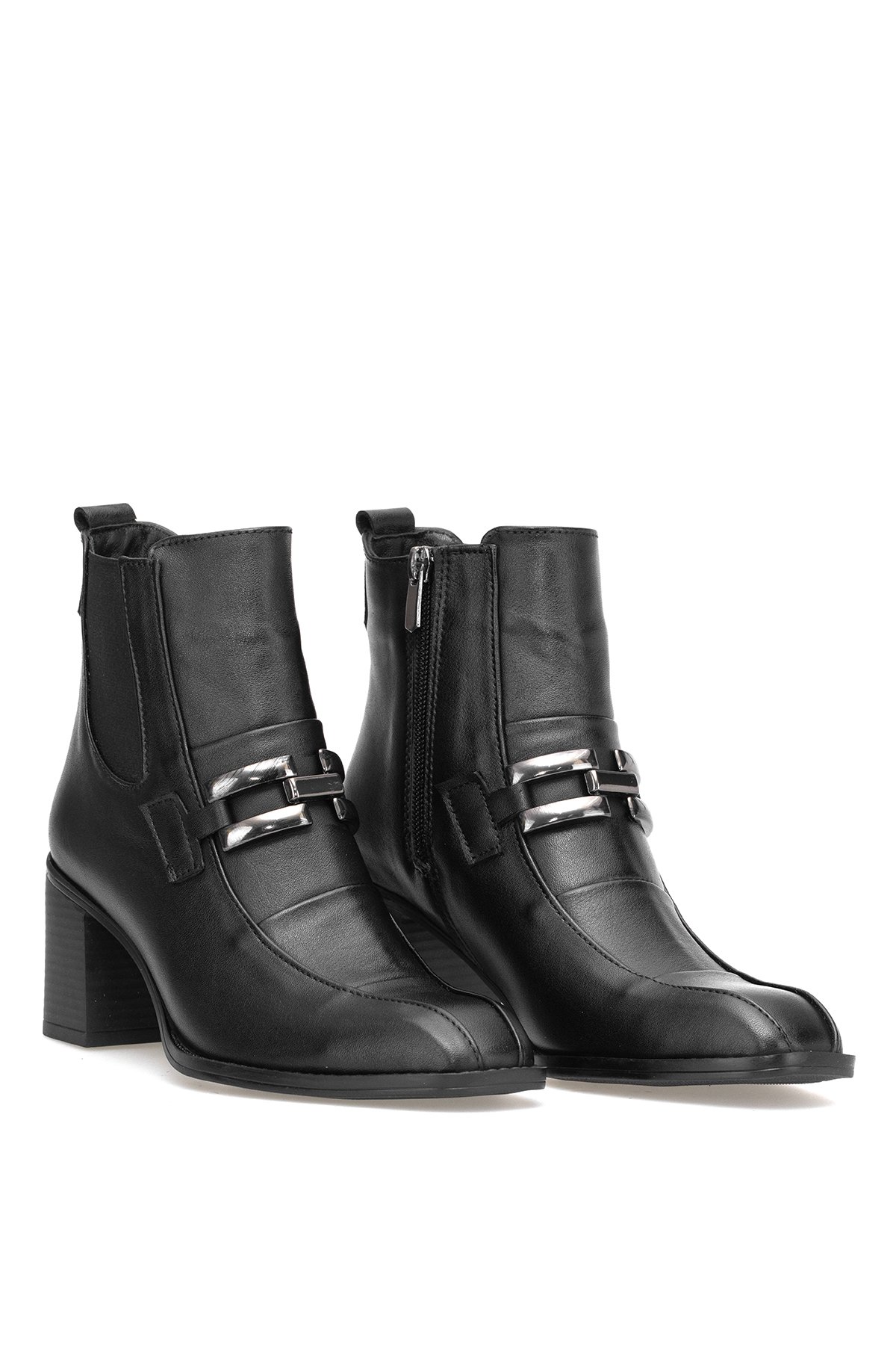 Elit Brivelle Kadın Hakiki Deri Topuklu Bot Siyah - Görsel 5