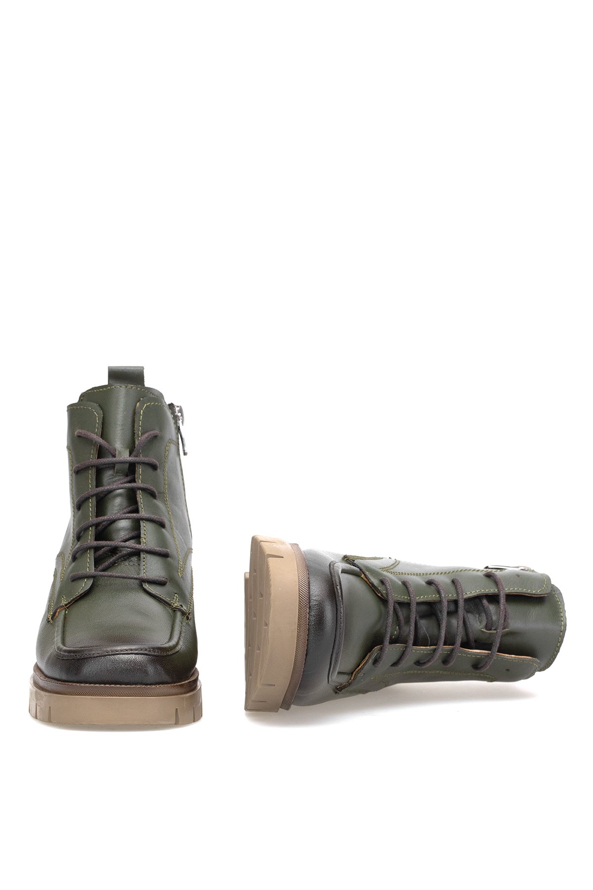 Elit Alvarine Kadın Hakiki Deri Topuklu Bot Haki - Görsel 6