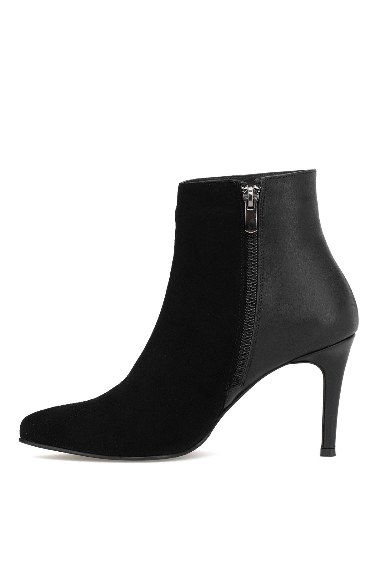 Elit Jasmina Kadın Hakiki Rugan Deri Klasik Topuklu Bot Siyah - Görsel 4