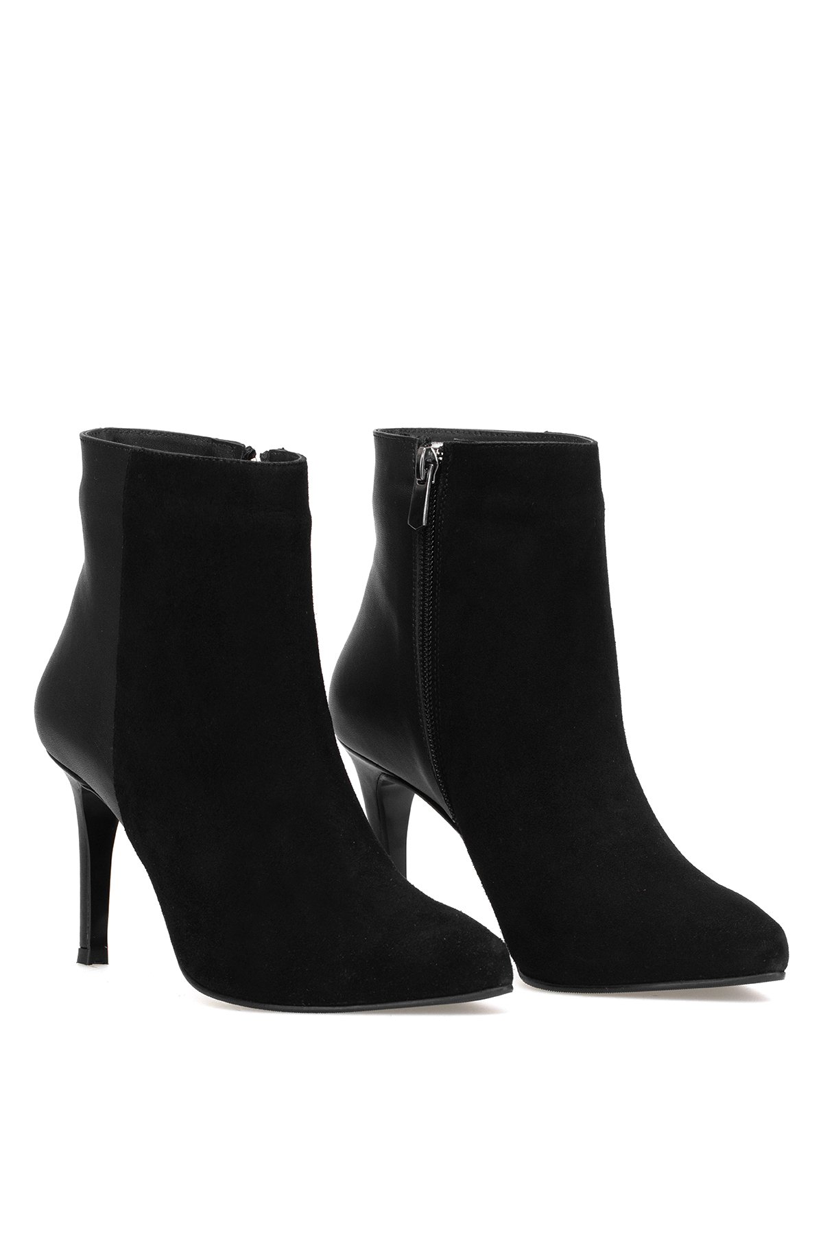 Elit Jasmina Kadın Hakiki Rugan Deri Klasik Topuklu Bot Siyah - Görsel 5