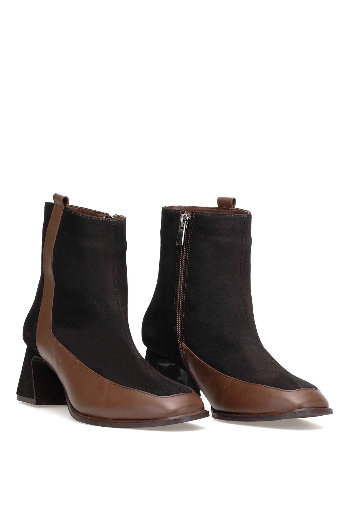 Elit Cordelia Kadın Hakiki Rugan Deri Klasik Topuklu Bot Kahverengi - Görsel 5