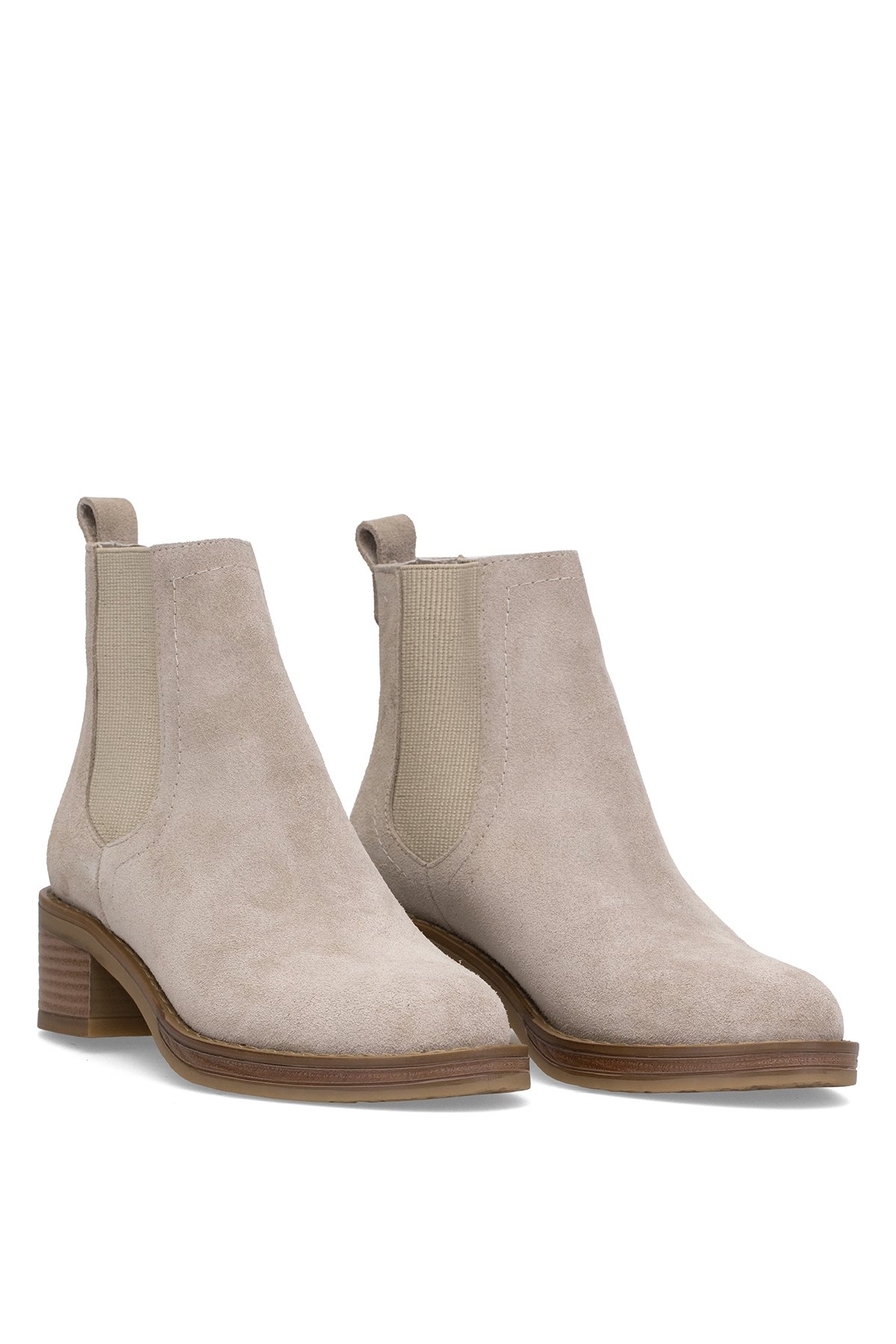 Elit Evelindra Kadın Hakiki Süet Deri Chelsea Bot Bej - Görsel 5