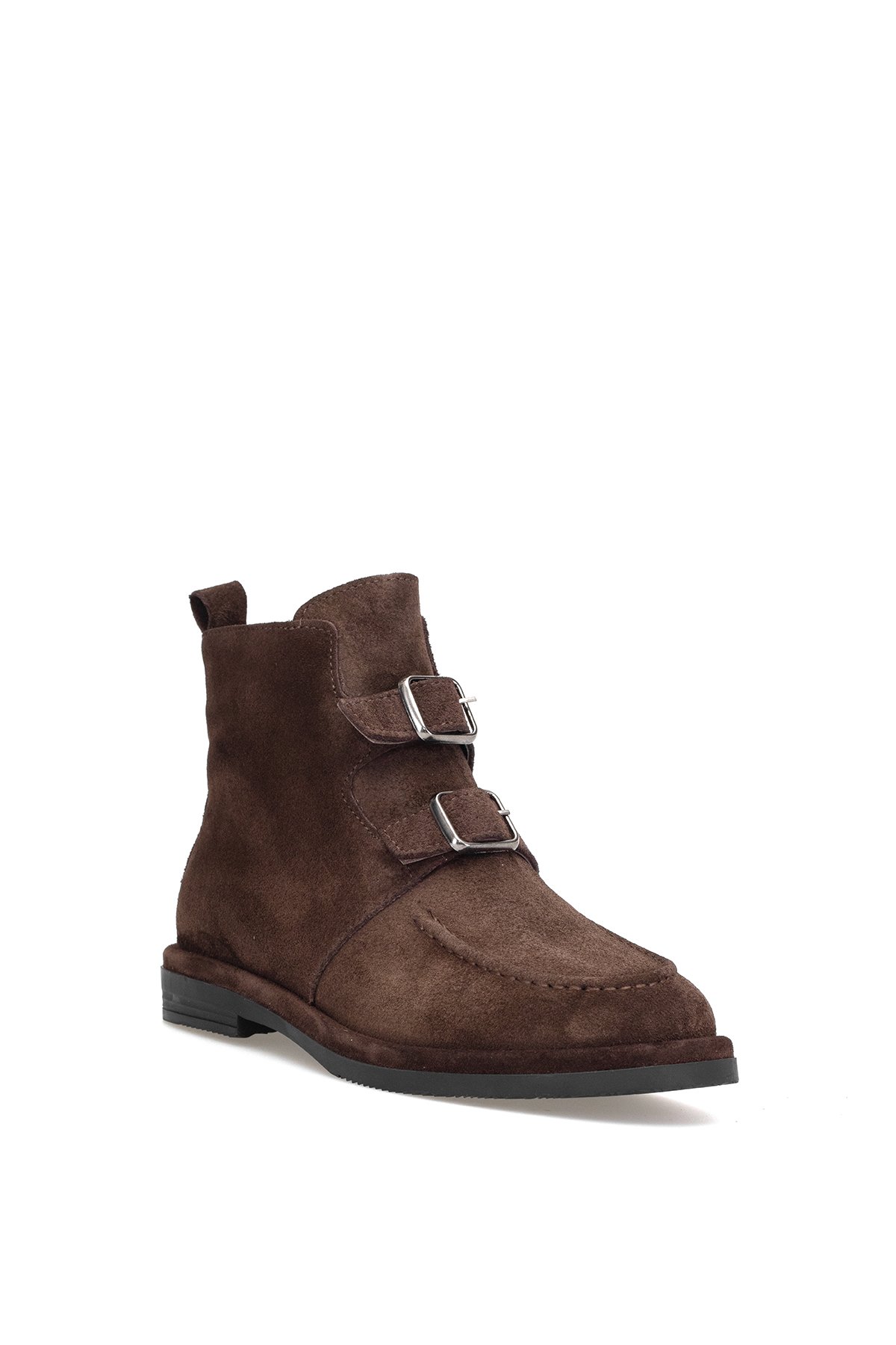 Elit Zafira Kadın Hakiki Süet Deri Düz Bot Kahverengi - Görsel 3