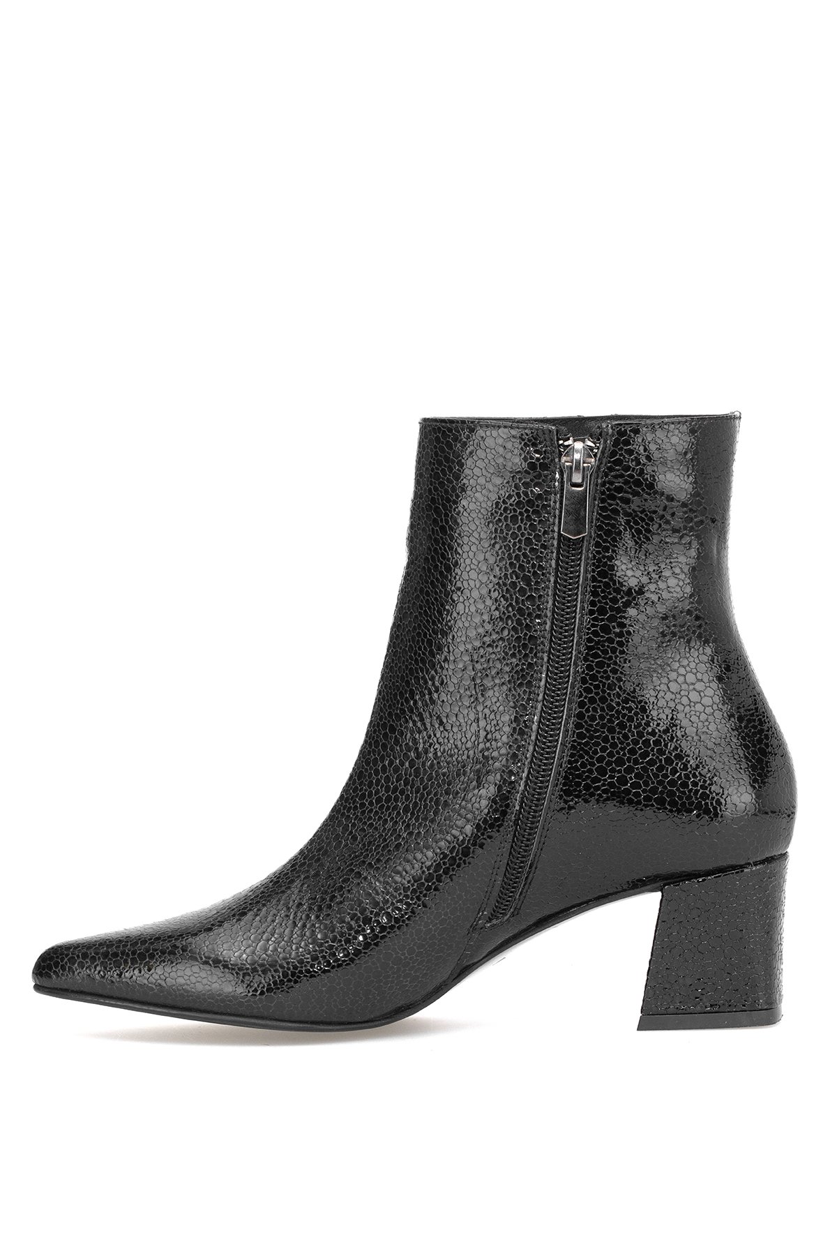 Elit Arabella Kadın Hakiki Rugan Deri Klasik Topuklu Bot Siyah - Görsel 4