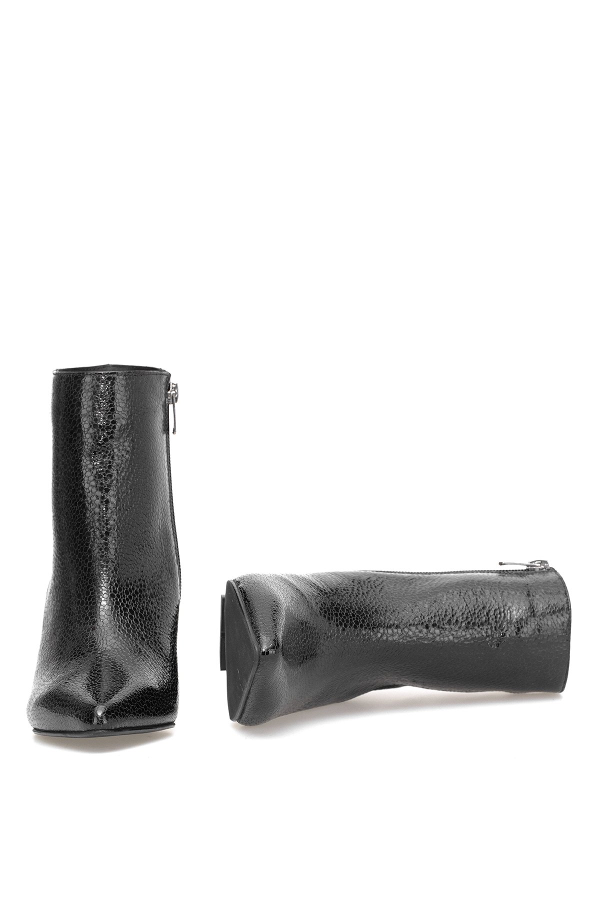 Elit Arabella Kadın Hakiki Rugan Deri Klasik Topuklu Bot Siyah - Görsel 6