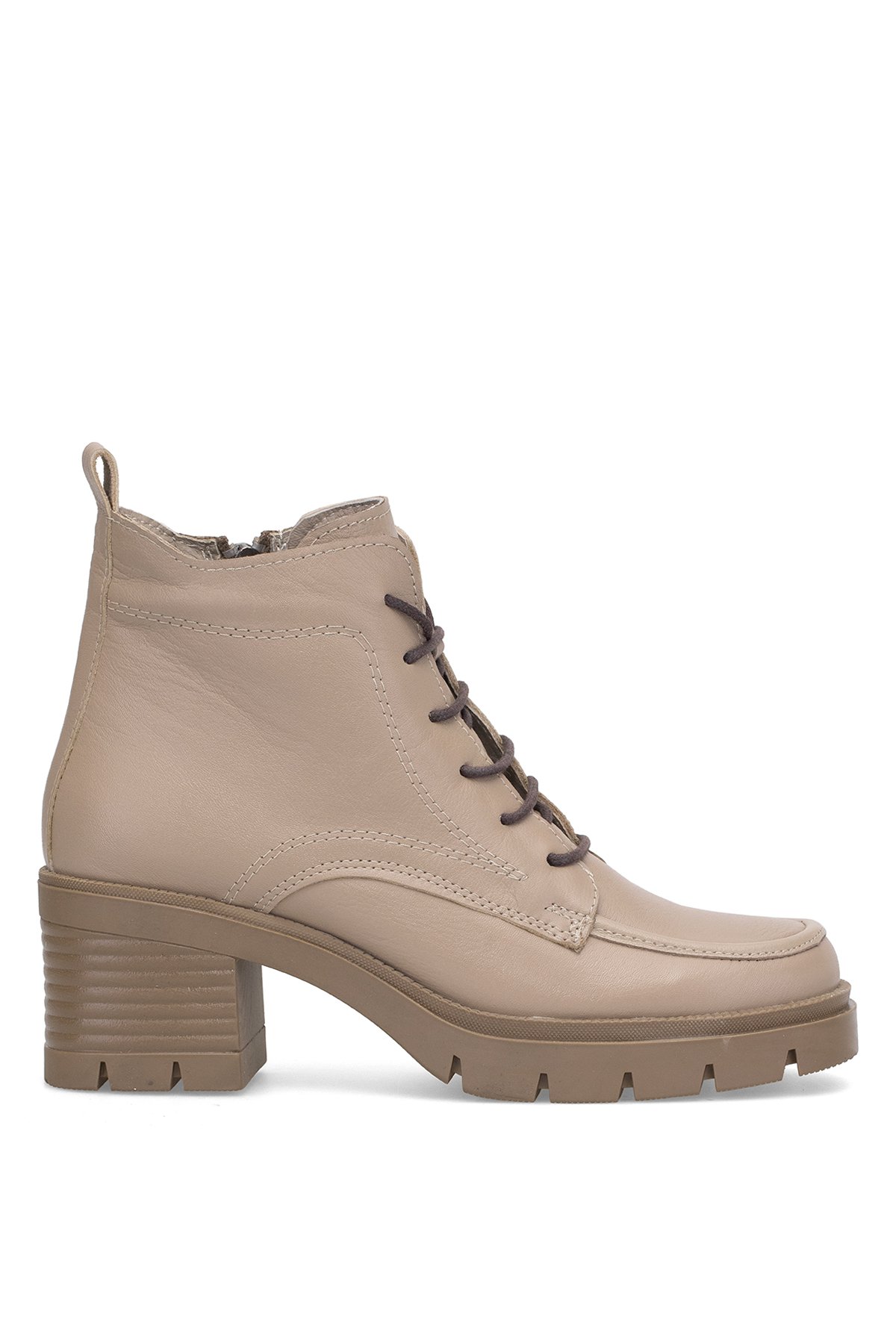 Elit Alvarine Kadın Hakiki Deri Topuklu Bot Bej - Görsel 2