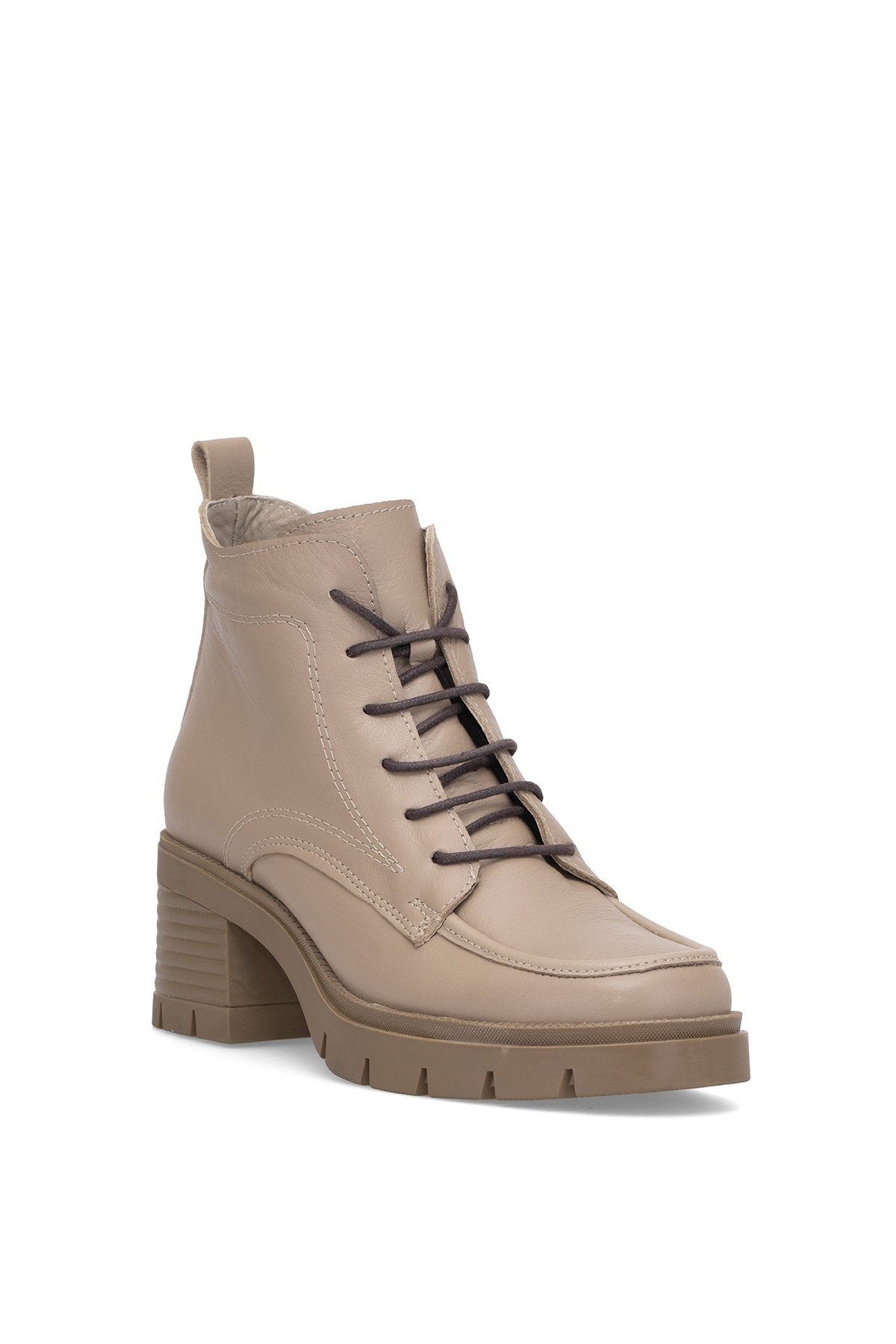 Elit Alvarine Kadın Hakiki Deri Topuklu Bot Bej - Görsel 3