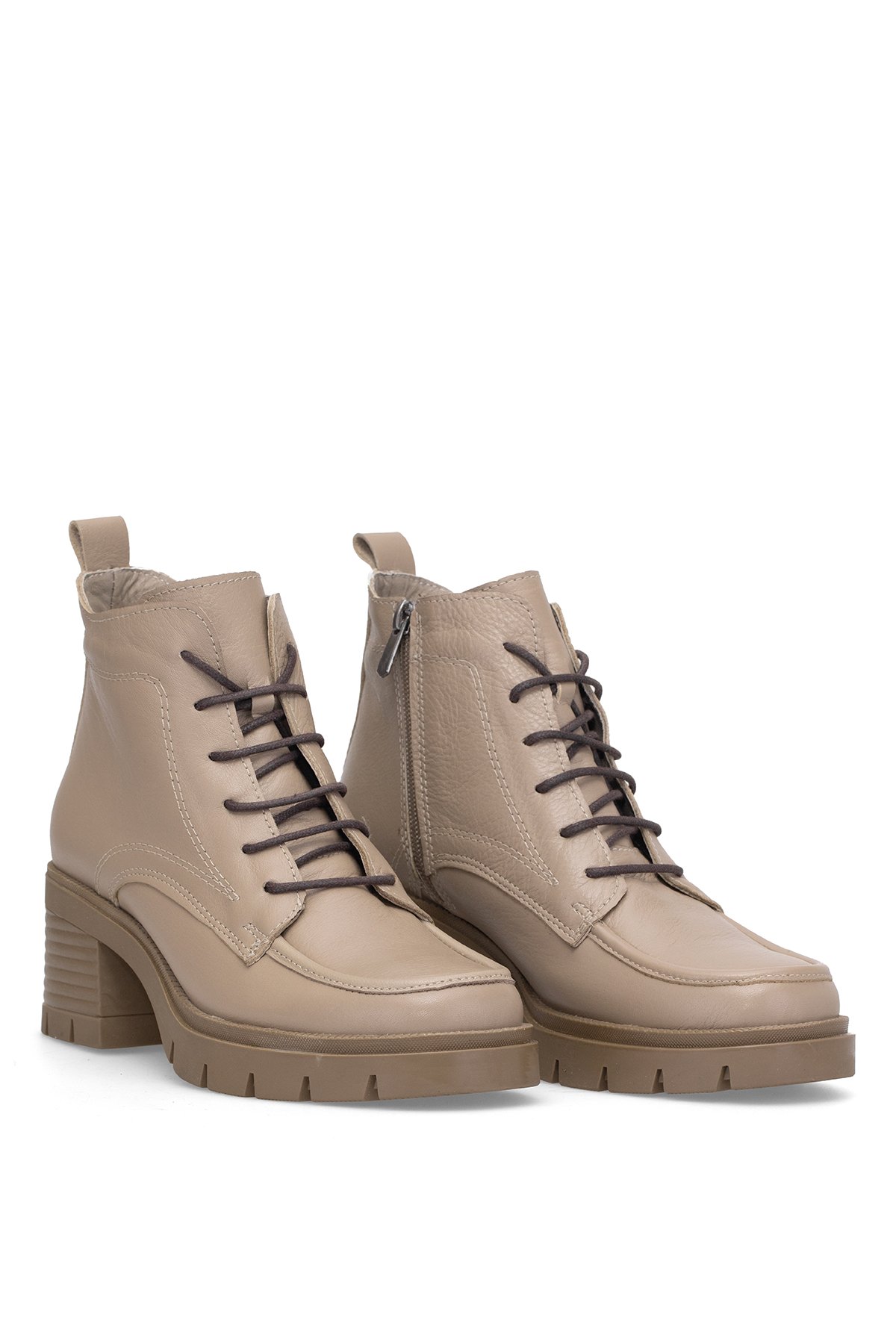 Elit Alvarine Kadın Hakiki Deri Topuklu Bot Bej - Görsel 5