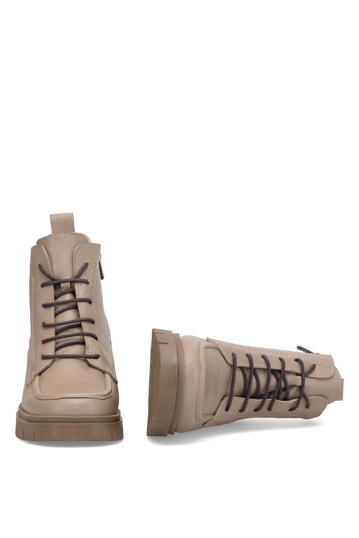 Elit Alvarine Kadın Hakiki Deri Topuklu Bot Bej - Görsel 6