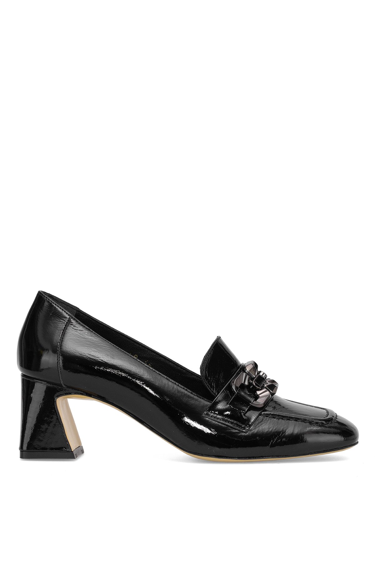 Elit Viena Kadın Hakiki Rugan Deri Klasik Topuklu Ayakkabı Siyah - Görsel 2