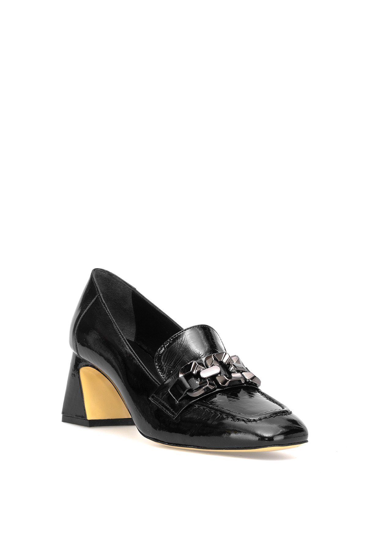 Elit Viena Kadın Hakiki Rugan Deri Klasik Topuklu Ayakkabı Siyah - Görsel 3