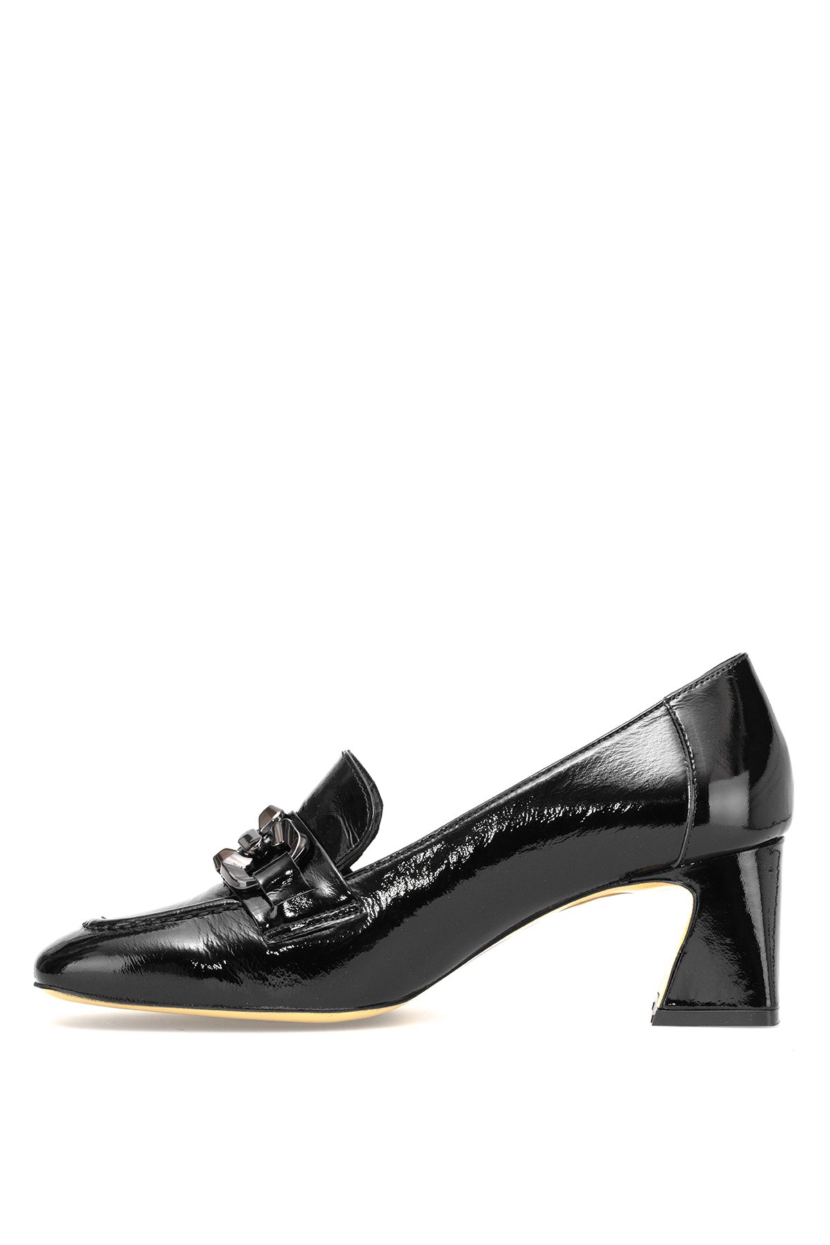 Elit Viena Kadın Hakiki Rugan Deri Klasik Topuklu Ayakkabı Siyah - Görsel 4