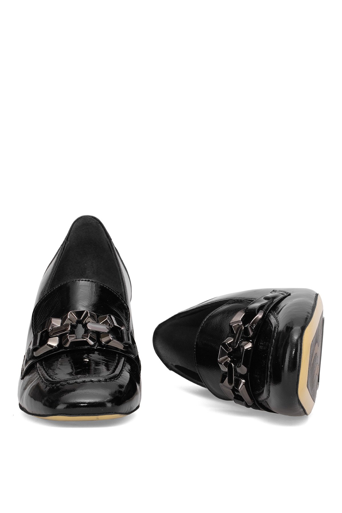 Elit Viena Kadın Hakiki Rugan Deri Klasik Topuklu Ayakkabı Siyah - Görsel 6