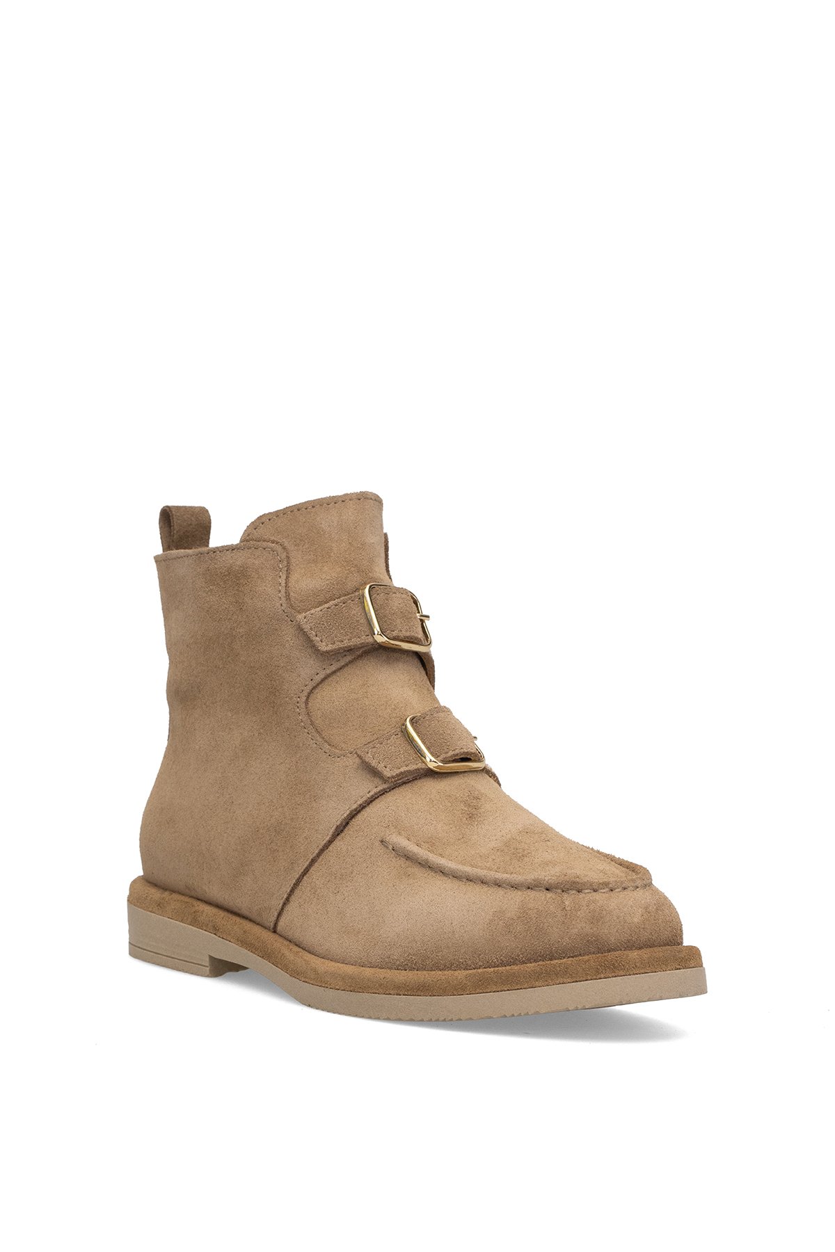 Elit Zafira Kadın Hakiki Süet Deri Düz Bot Camel - Görsel 3