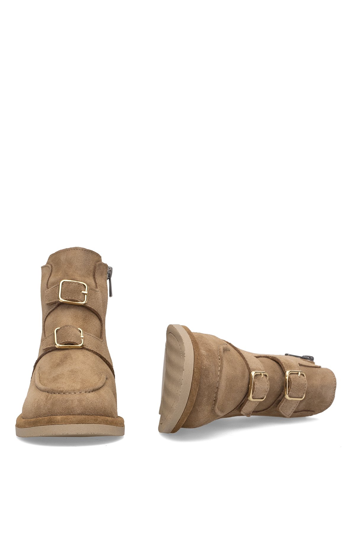 Elit Zafira Kadın Hakiki Süet Deri Düz Bot Camel - Görsel 6