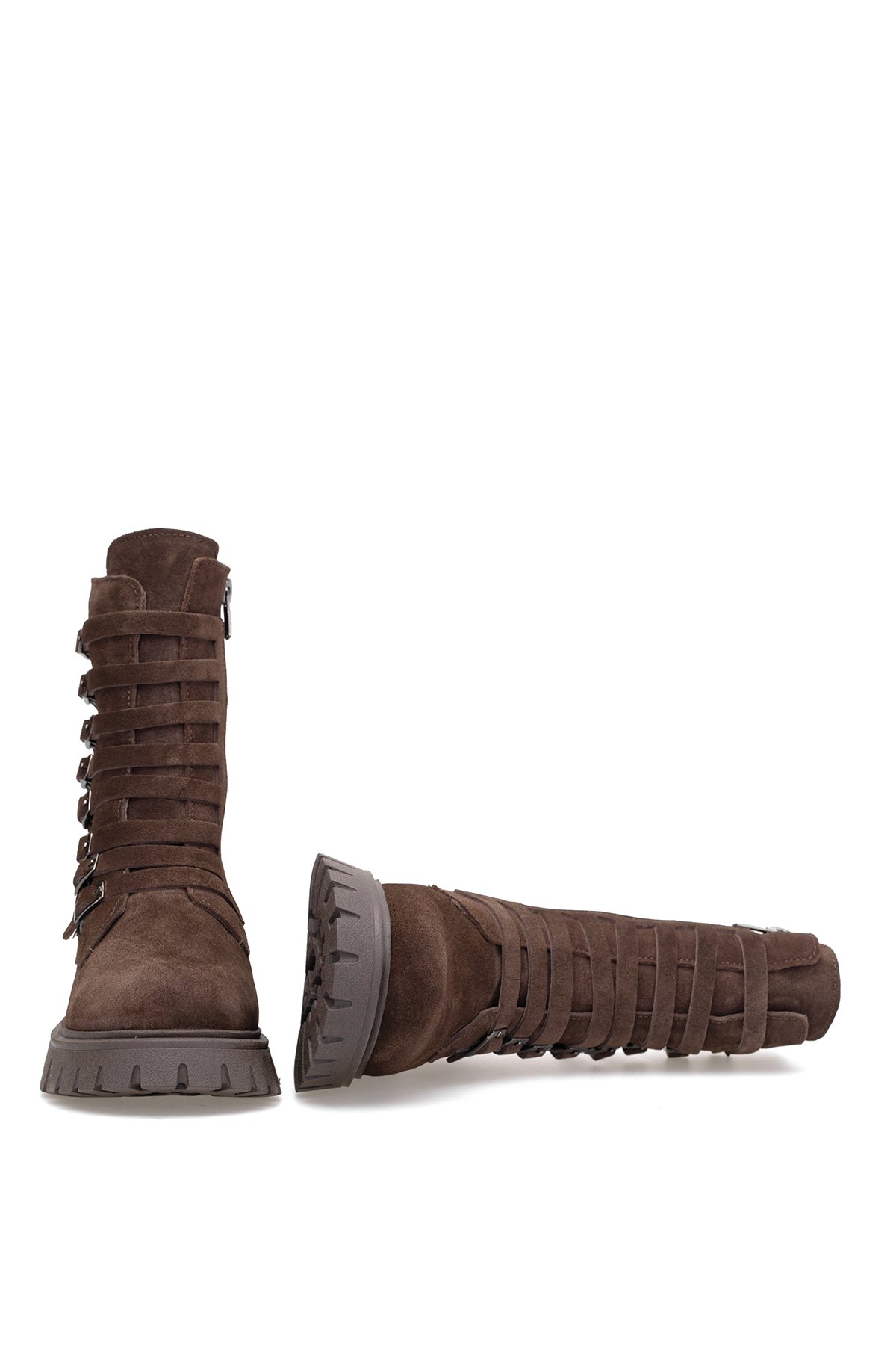 Elit Valindra Kadın Hakiki Süet Deri Klasik Bot Kahverengi - Görsel 6