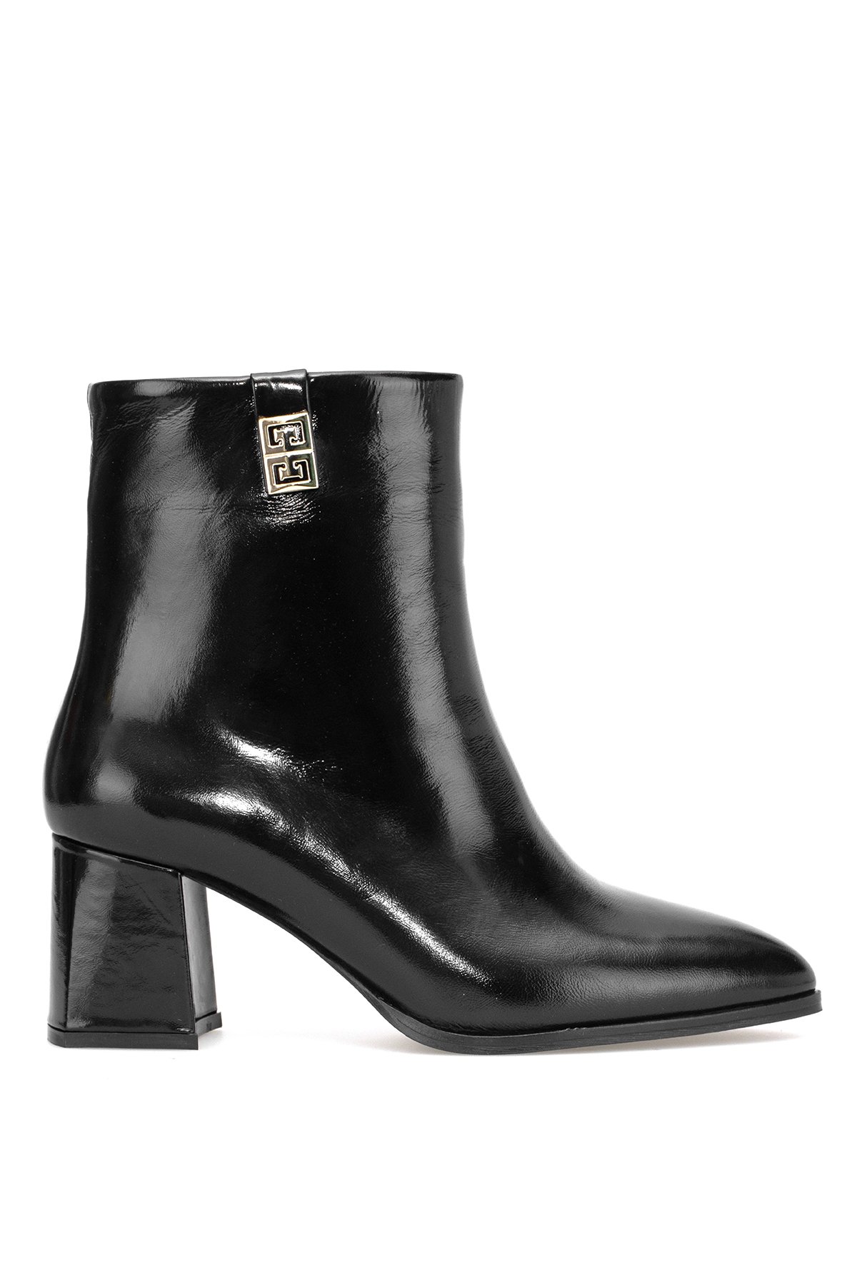 Elit Marivonne Kadın Hakiki Rugan Deri Topuklu Bot Siyah - Görsel 2